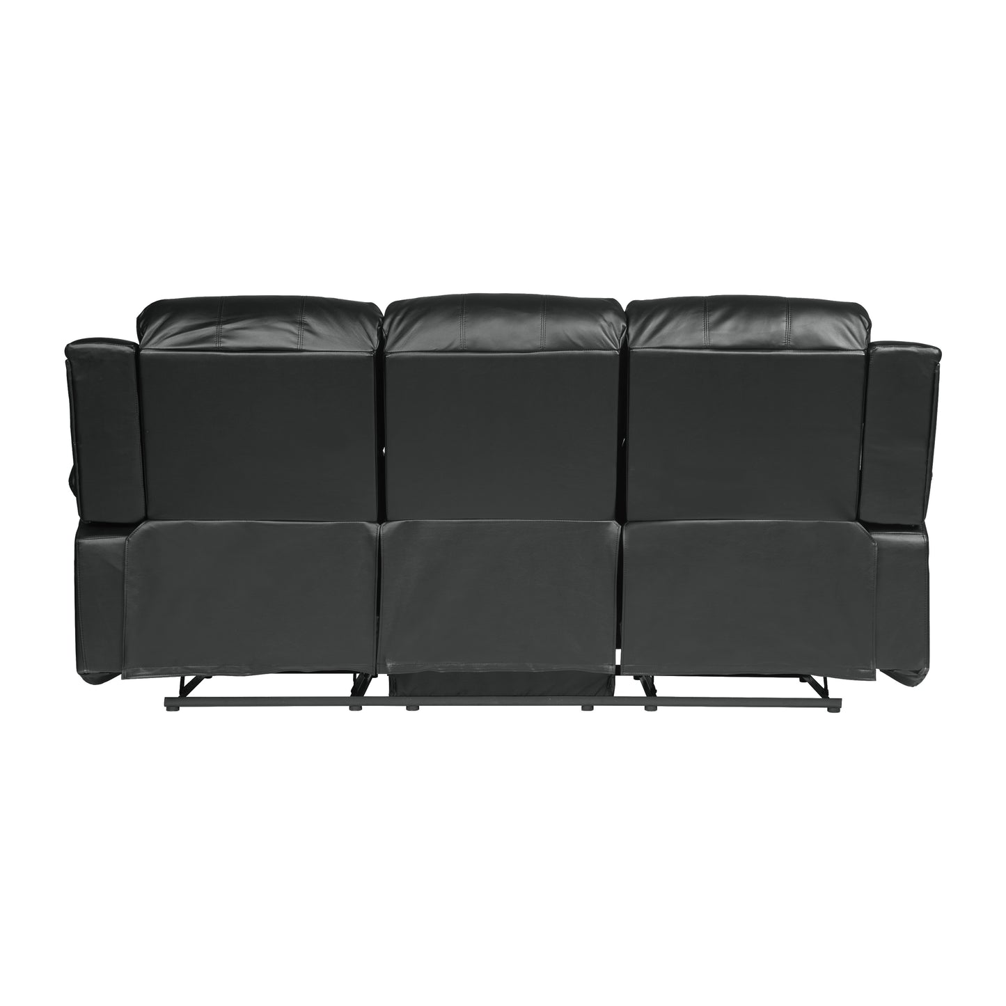 Homelegance Cranley Sectional Sofa Black Faux Leather Double Recliner 9700BLK-3