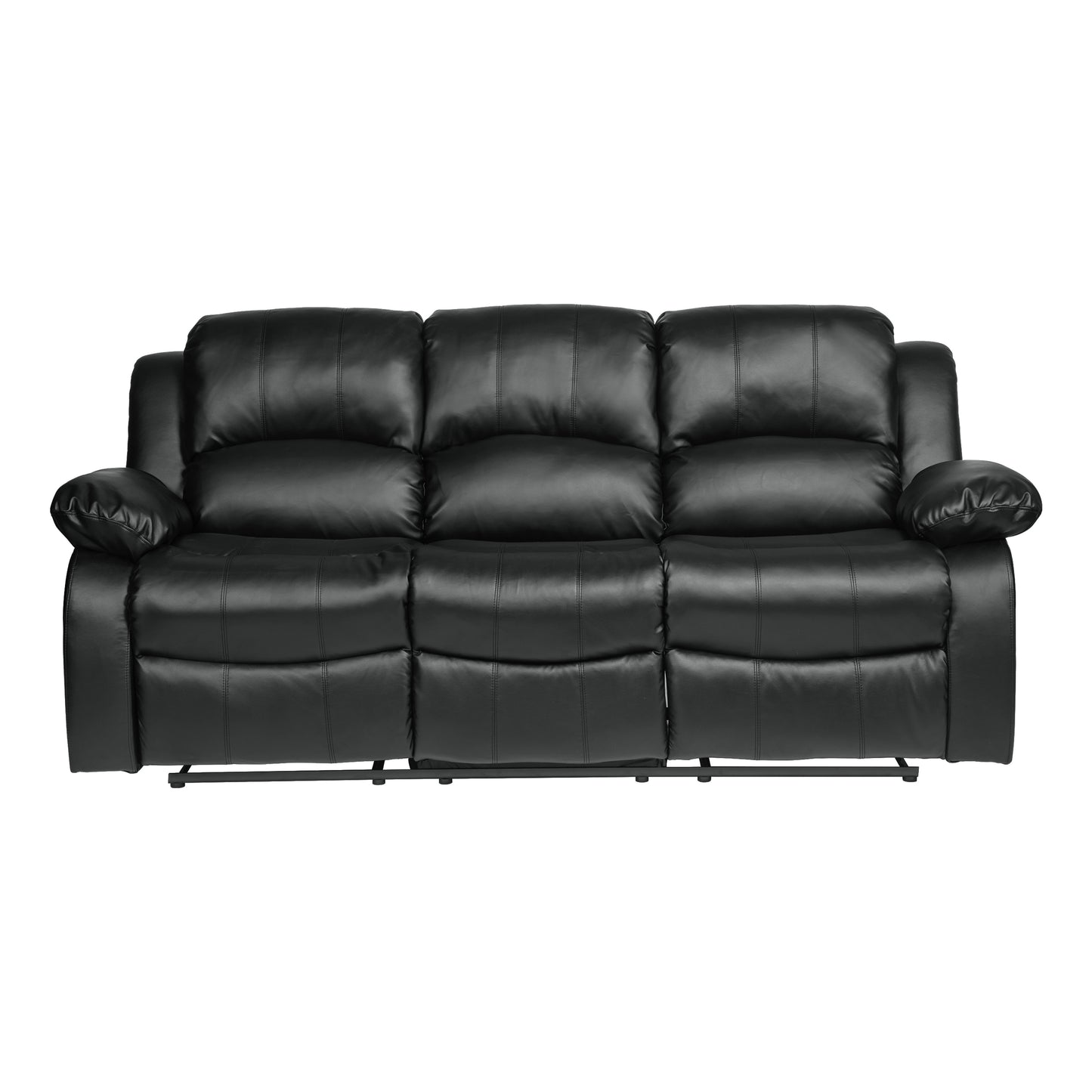 Homelegance Cranley Sectional Sofa Black Faux Leather Double Recliner 9700BLK-3
