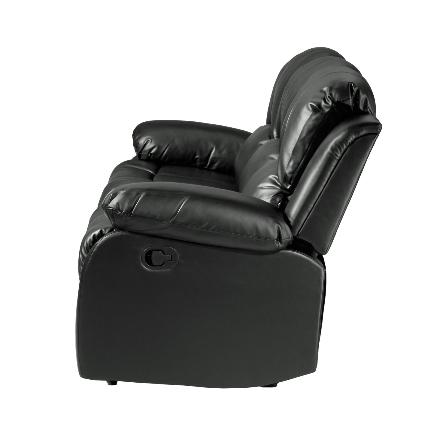 Homelegance Cranley Sectional Sofa Black Faux Leather Double Recliner 9700BLK-3