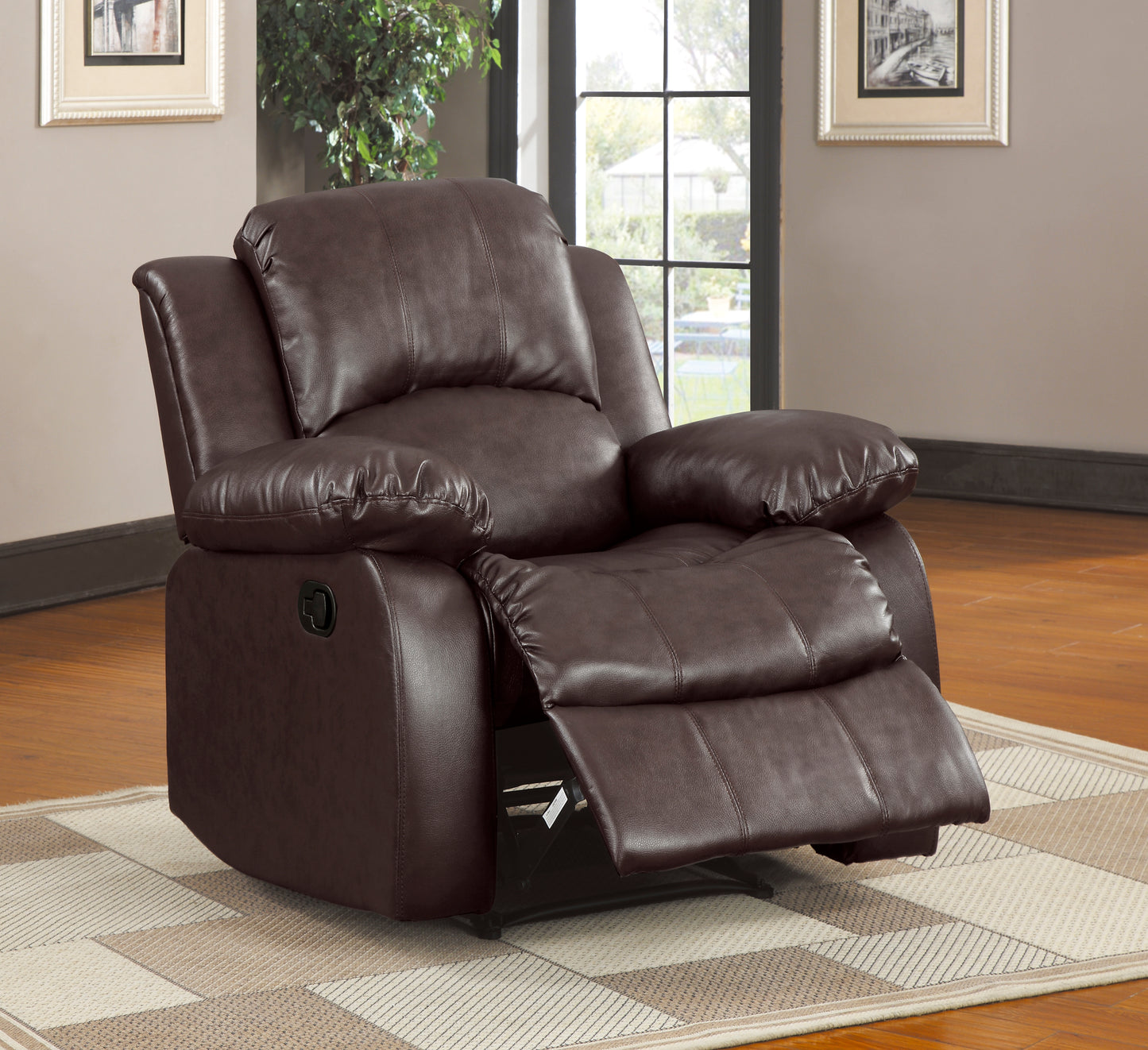 Homelegance Cranley Reclining Chair in Brown Faux Leather 9700BRW-1