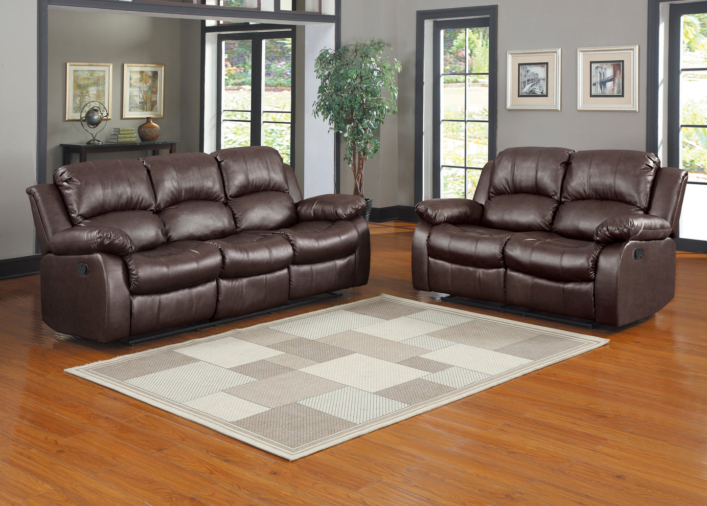 Homelegance Cranley Loveseat Reclining in Brown Faux Leather 9700BRW-2