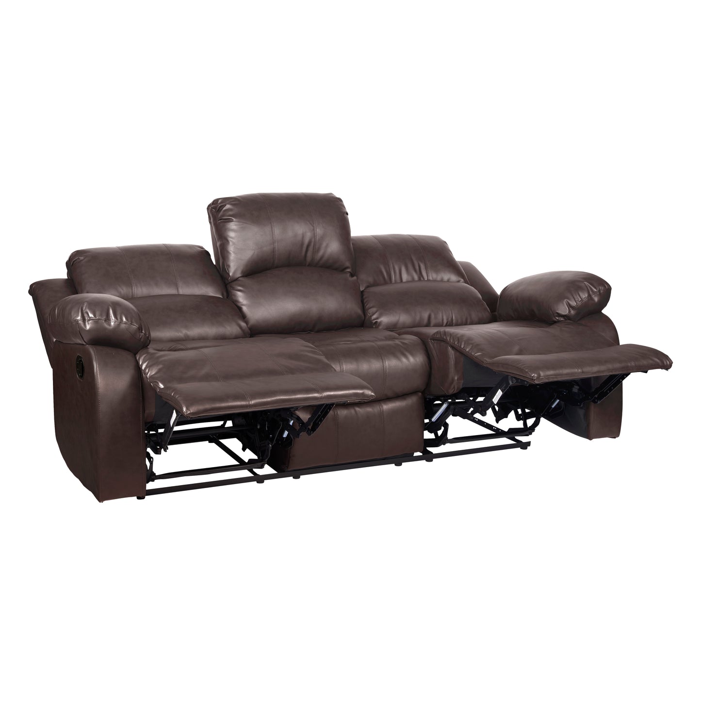 Homelegance Cranley Brown Faux Leather Double Reclining Sectional Sofa 9700BRW-3
