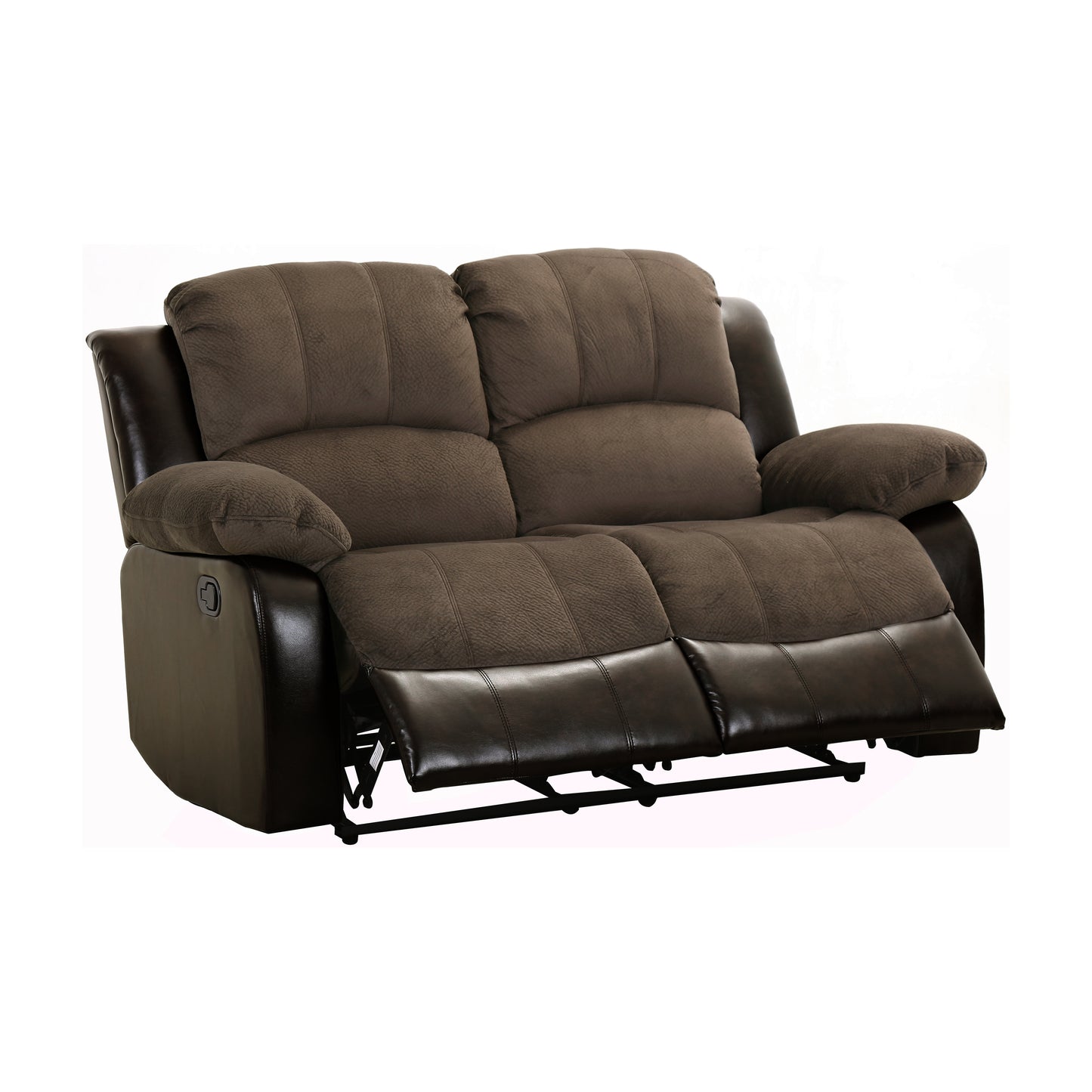 Homelegance Cranley Loveseat Reclining in Chocolate Textured Microfiber 9700FCP-2