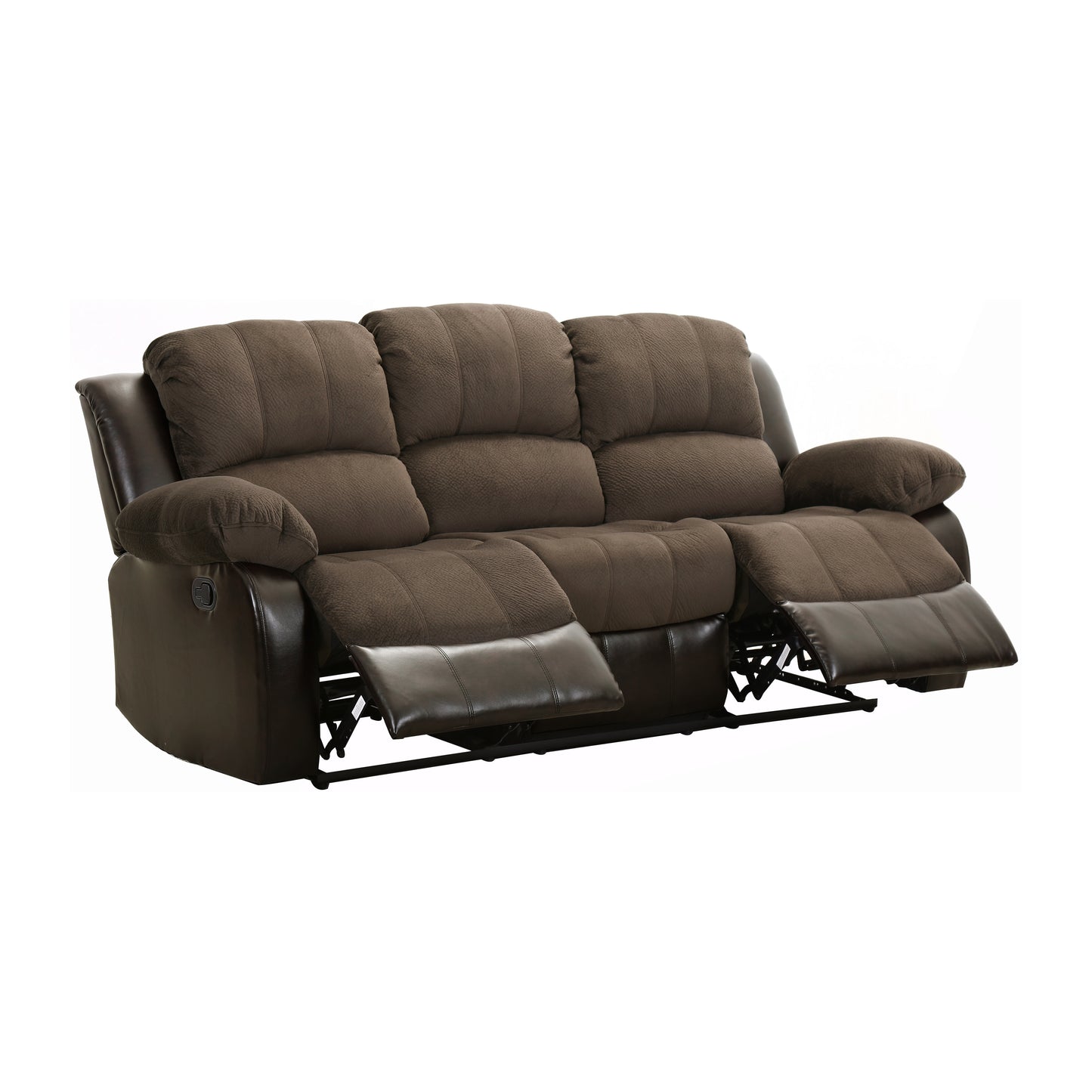 Homelegance Cranley Double Reclining Sectional Sofa in Chocolate Textured Plush 9700FCP-3