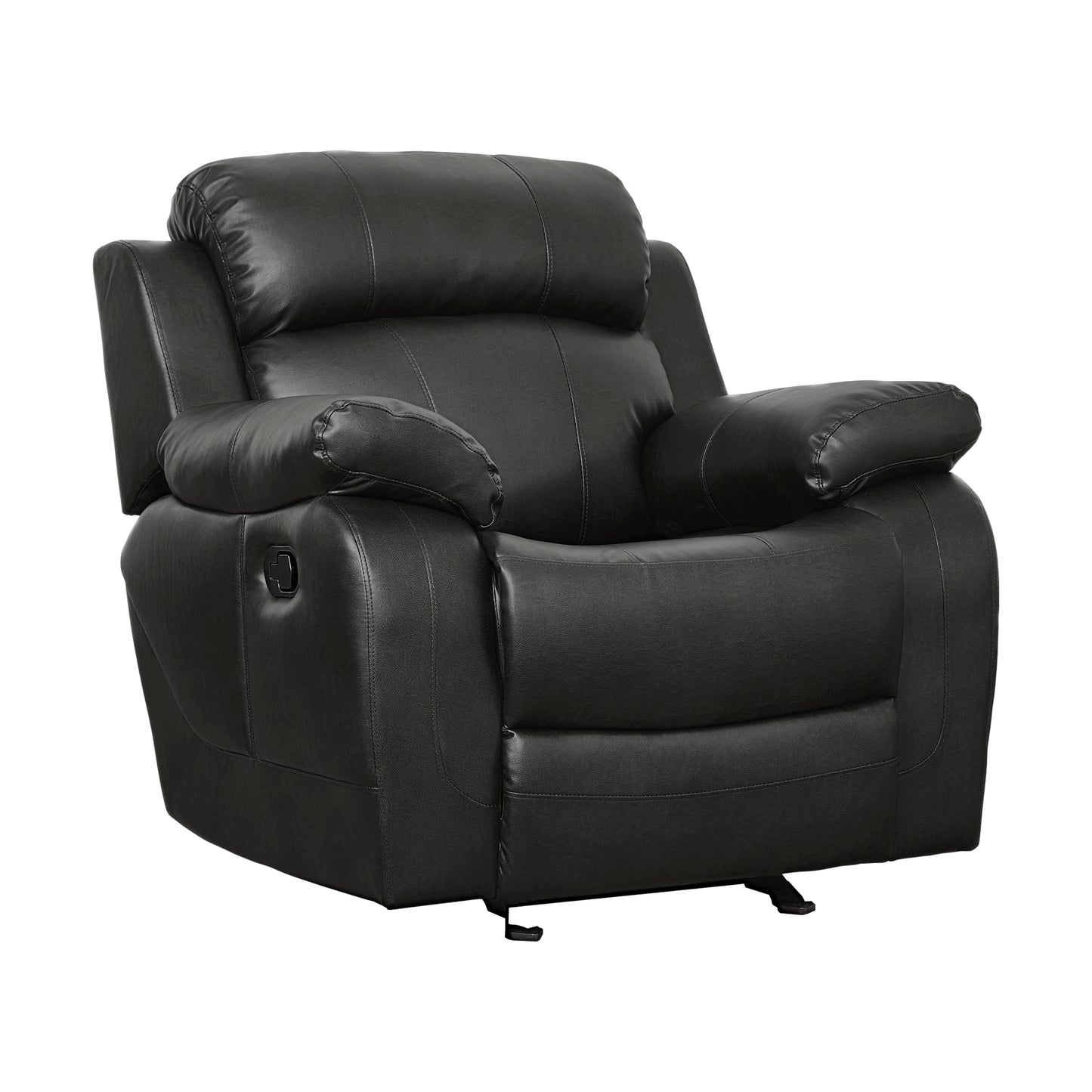 Homelegance Marille Glider Recliner Chair in Black Faux Leather 9724BLK-1
