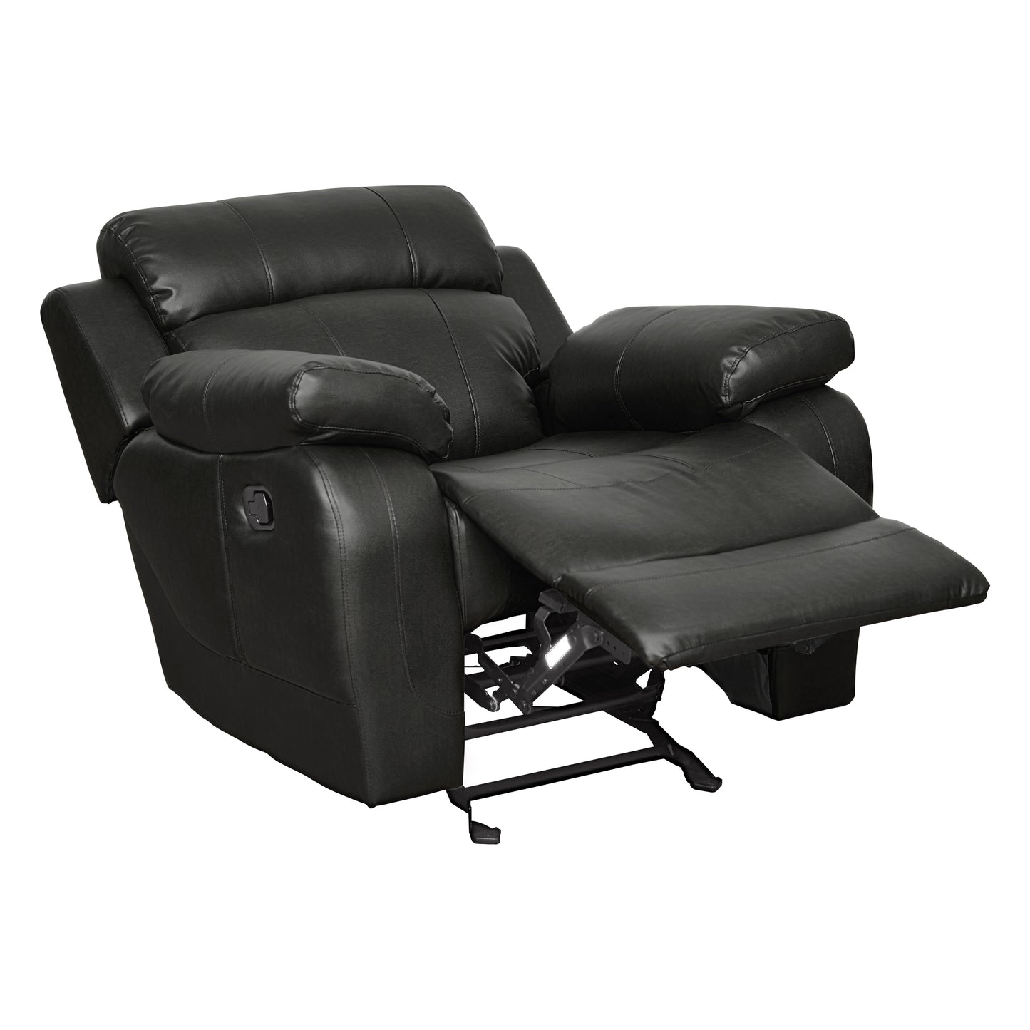 Homelegance Marille Glider Recliner Chair in Black Faux Leather 9724BLK-1