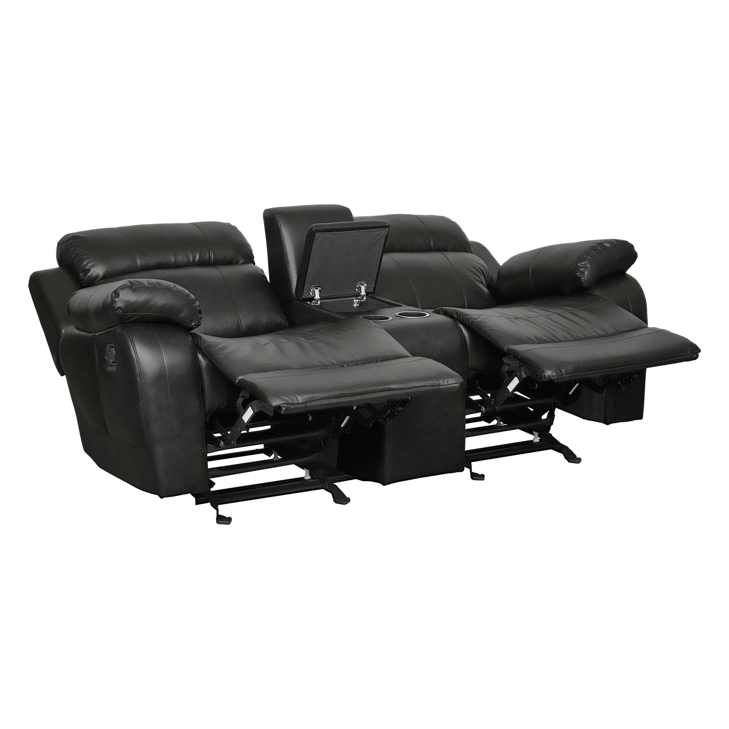 Homelegance Marille Loveseat Glider Reclining in Black 9724BLK-2