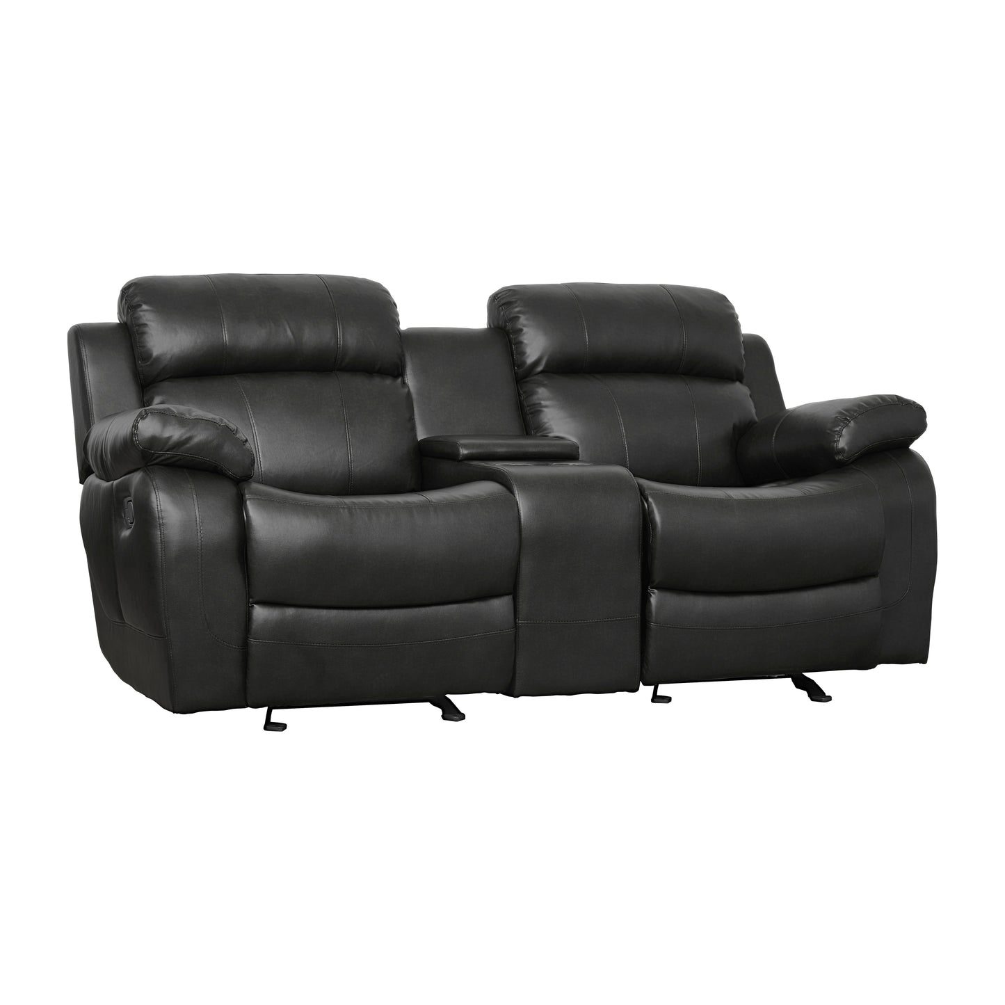 Homelegance Marille Loveseat Glider Reclining in Black 9724BLK-2