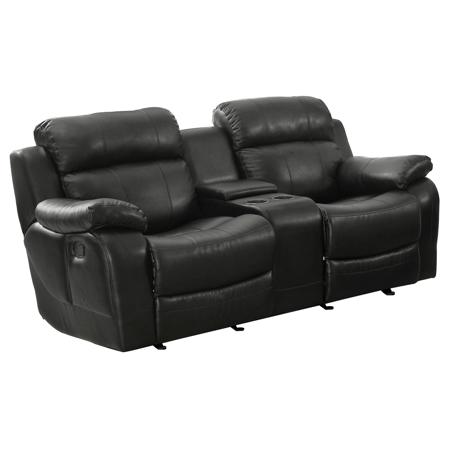 Homelegance Marille Loveseat Glider Reclining in Black 9724BLK-2
