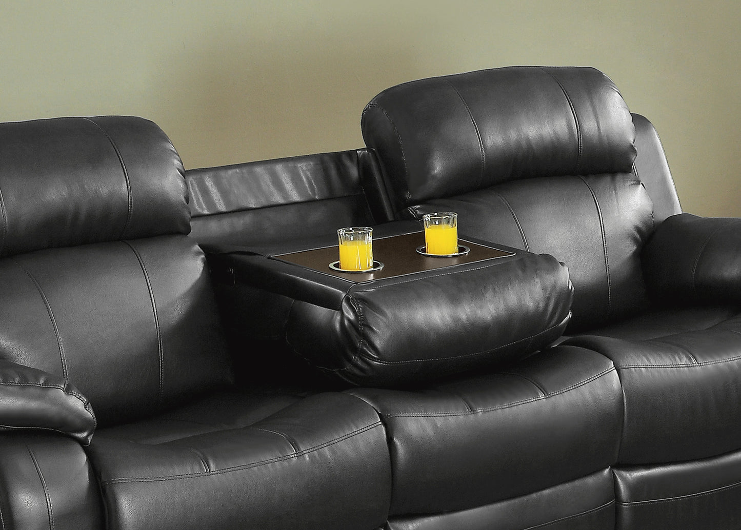 Homelegance Marille Black Faux Leather Double Reclining Sectional Sofa 9724BLK-3