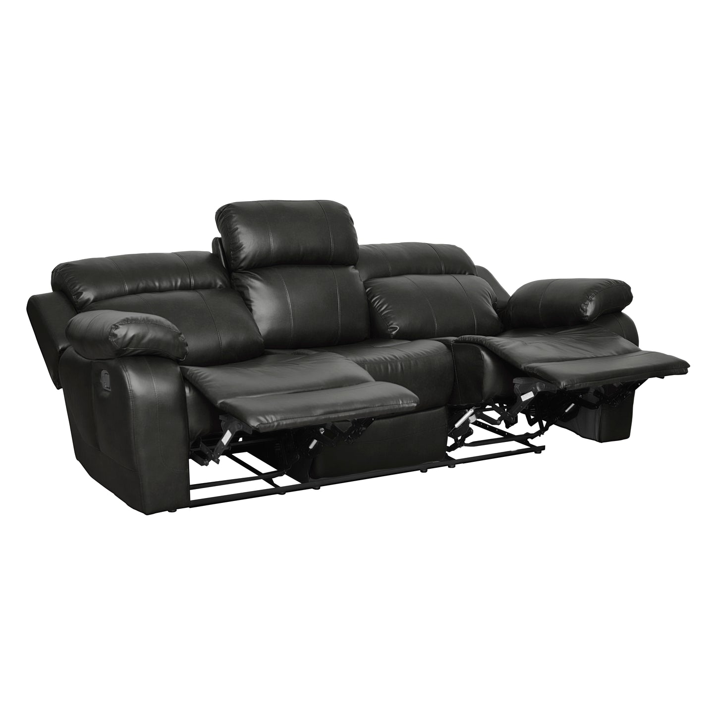 Homelegance Marille Black Faux Leather Double Reclining Sectional Sofa 9724BLK-3
