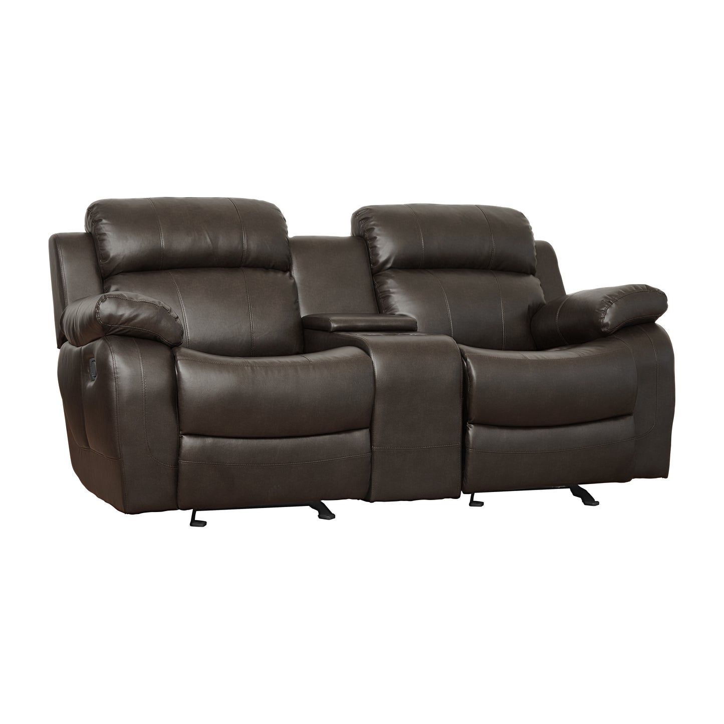 Homelegance Marille Glider Reclining in Brown Faux Leather 9724BRW-2