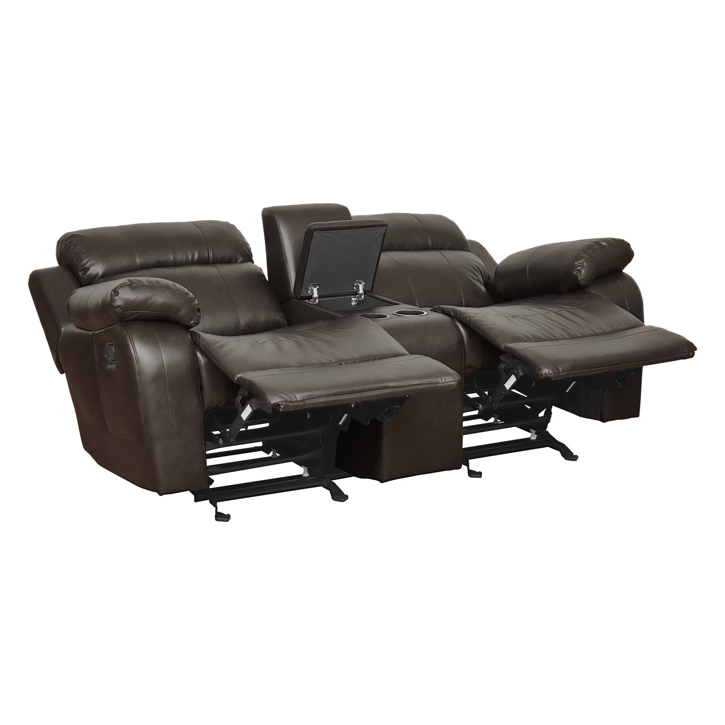 Homelegance Marille Glider Reclining in Brown Faux Leather 9724BRW-2