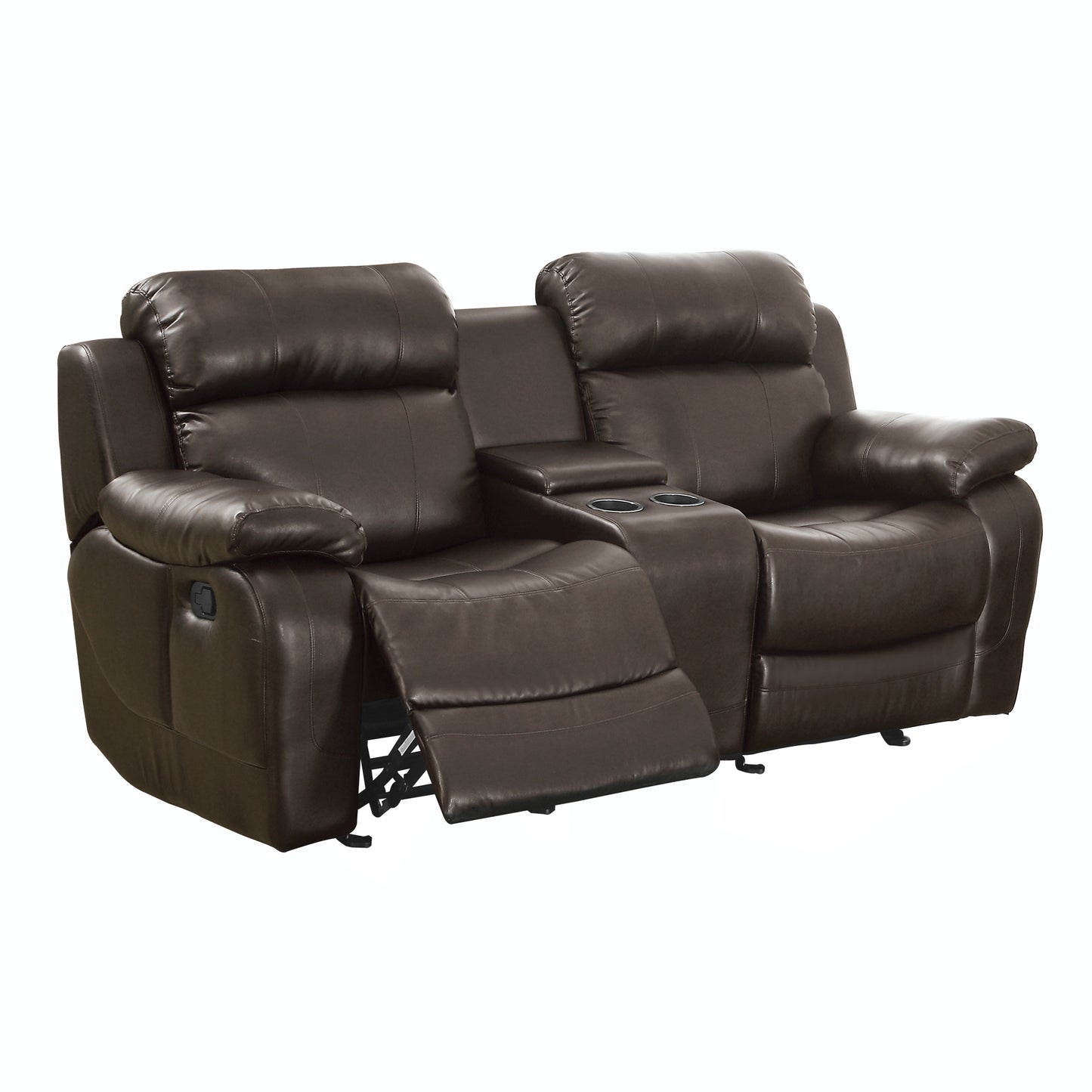 Homelegance Marille Glider Reclining in Brown Faux Leather 9724BRW-2