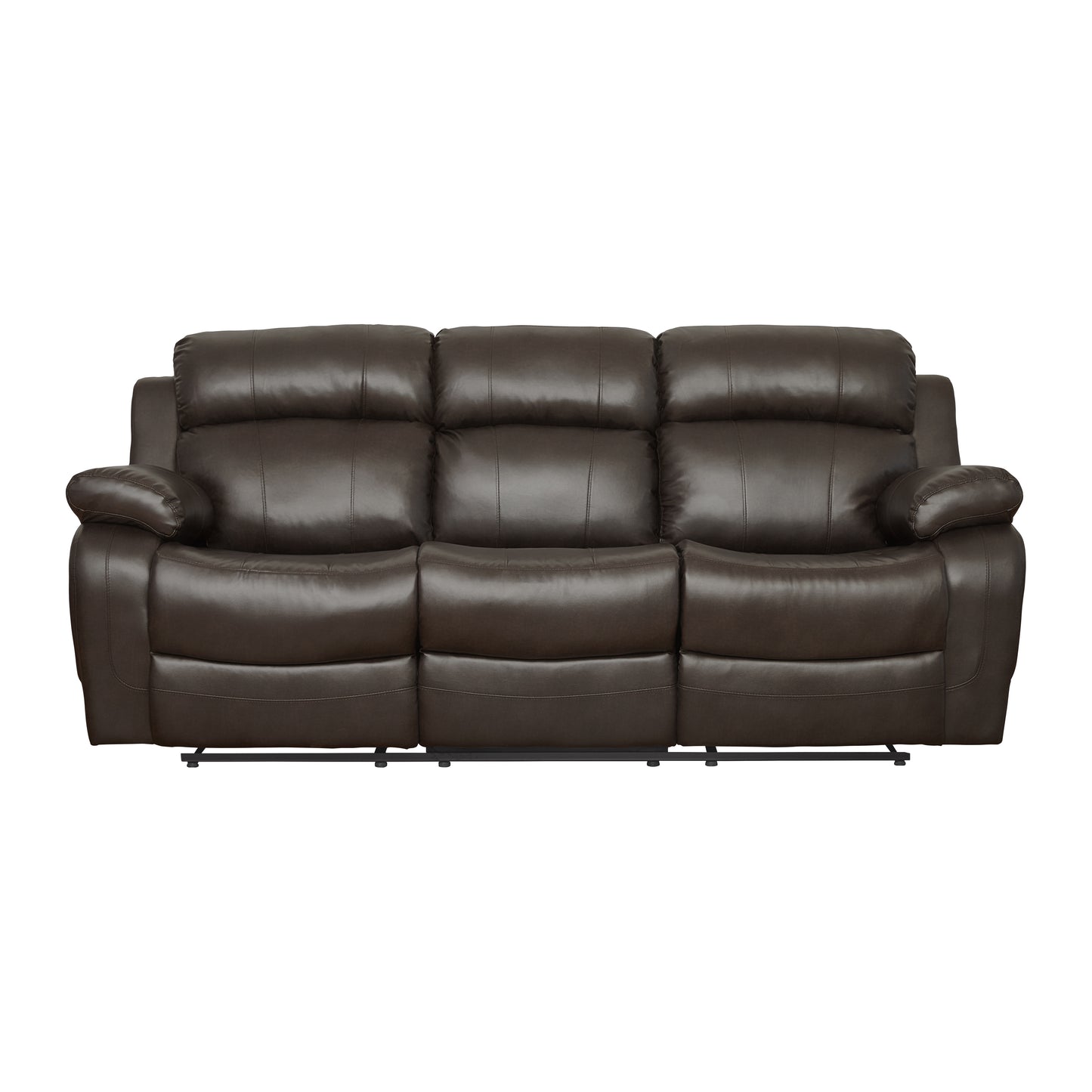 Homelegance Marille Dark Brown Faux Leather Double Reclining Sofa 9724BRW-3