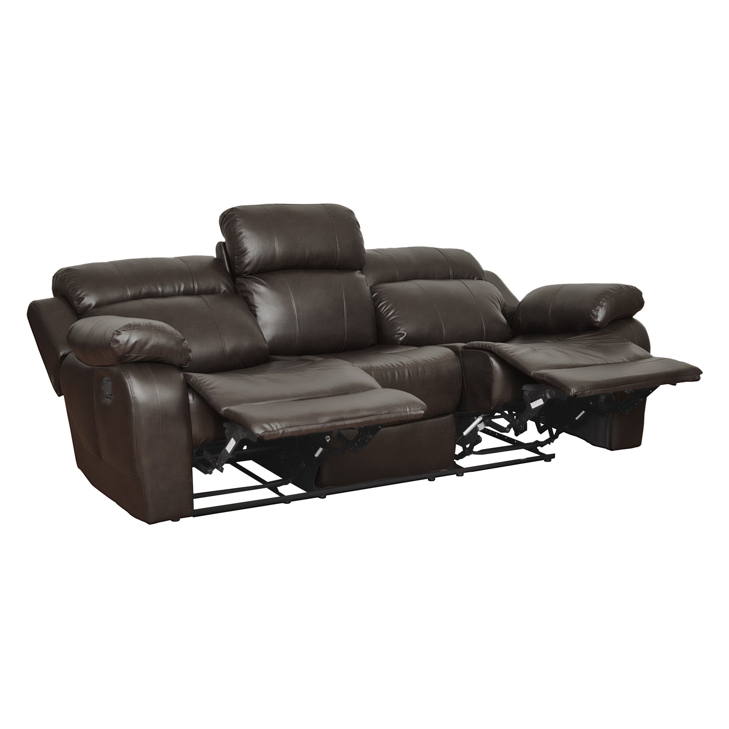 Homelegance Marille Dark Brown Faux Leather Double Reclining Sofa 9724BRW-3