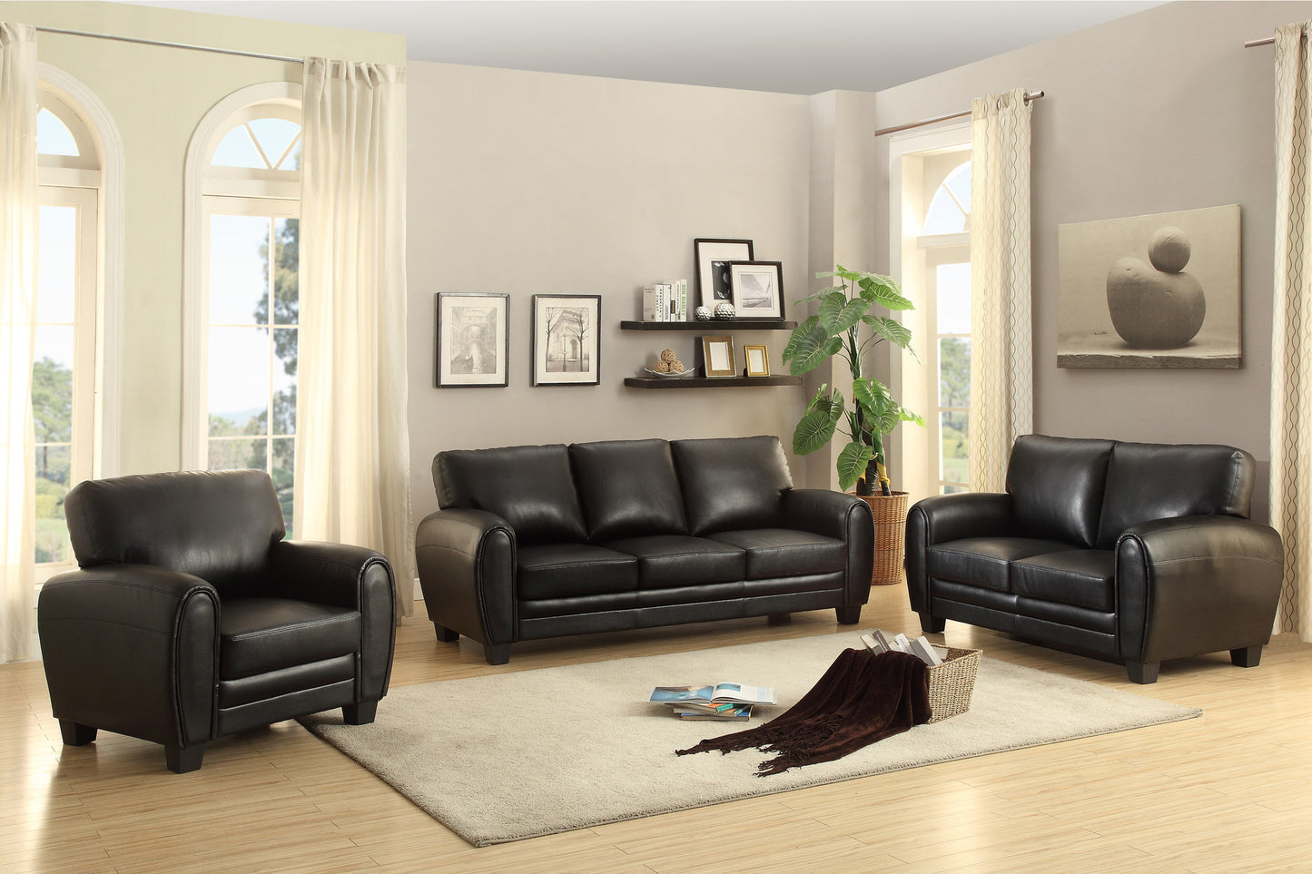 Homelegance Rubin Accent Chair in Black Faux Leather 9734BK-1