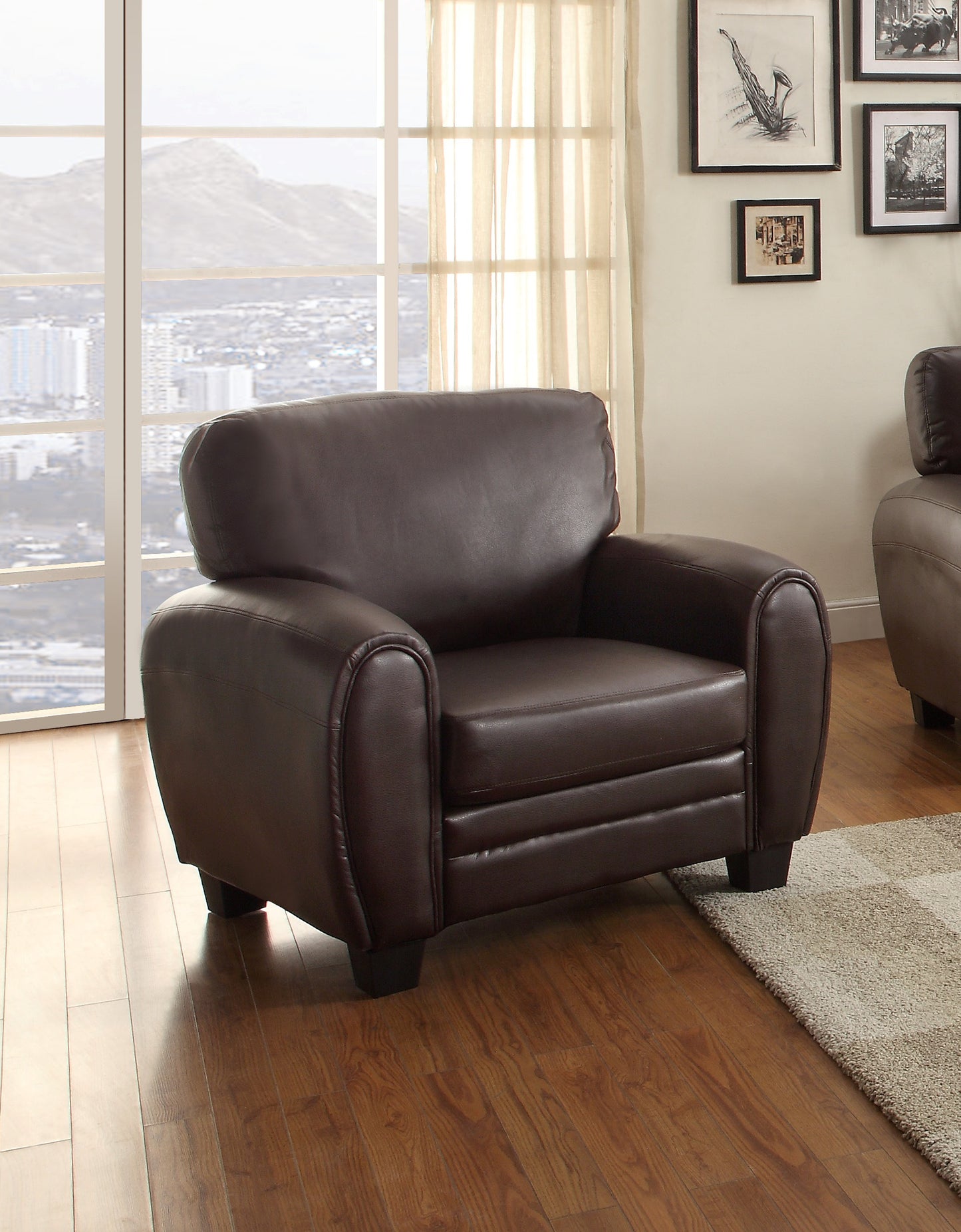 Homelegance Rubin Dark Brown Faux Leather Accent Chair 9734DB-1