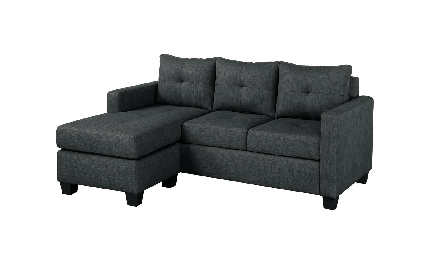 Homelegance Phelps Dark Gray Reversible Sectional Sofa with Tufted Details 9789DG-3LC
