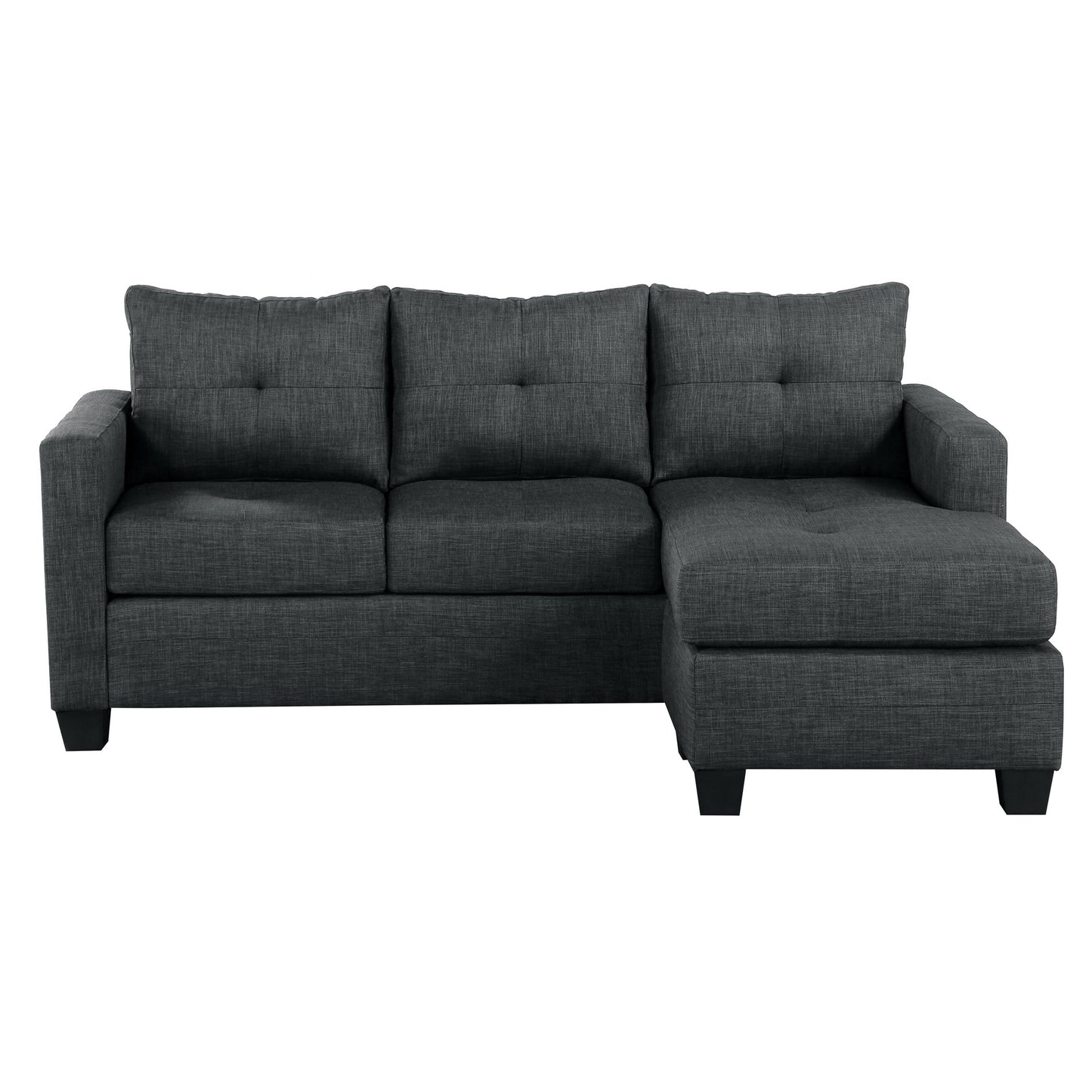 Homelegance Phelps Dark Gray Reversible Sectional Sofa with Tufted Details 9789DG-3LC