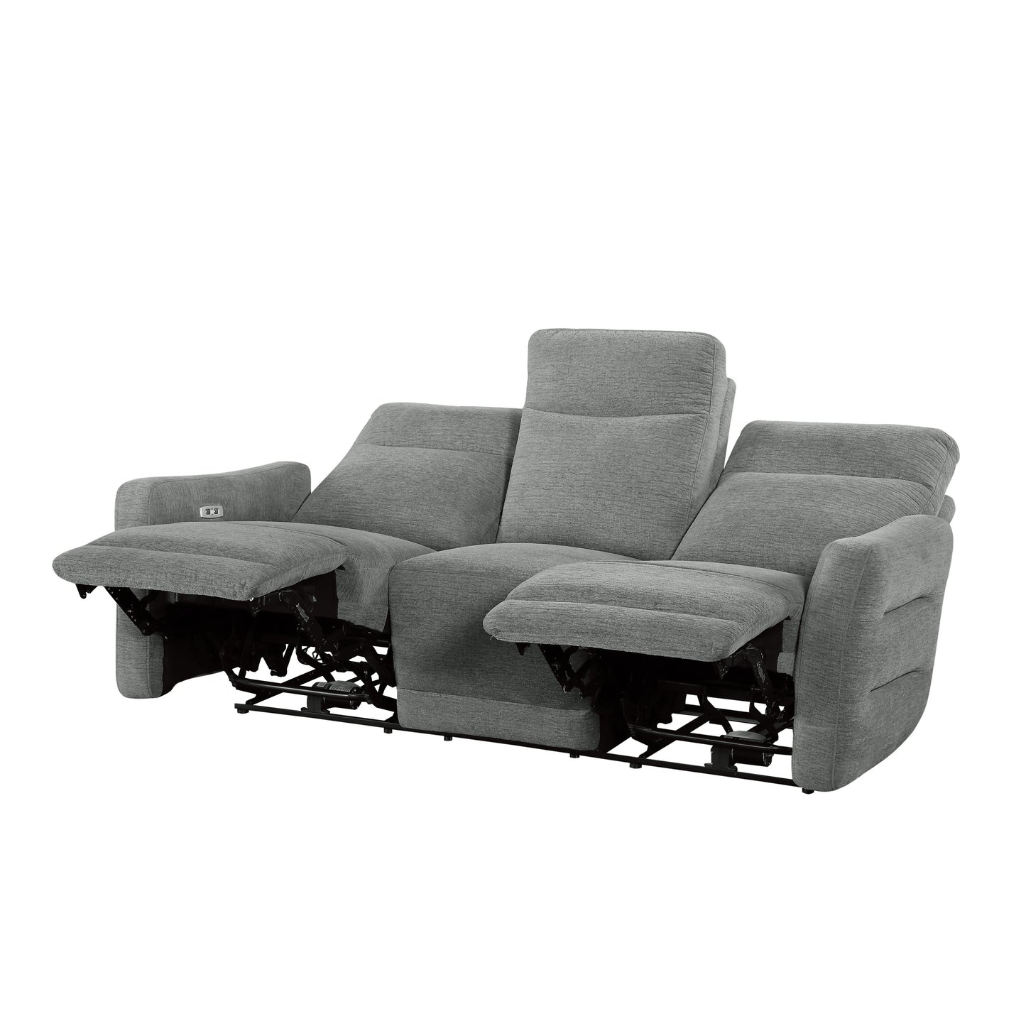 Homelegance Edition Sectional Sofa Dove Gray Chenille Power Recline 9804DV-3PWH
