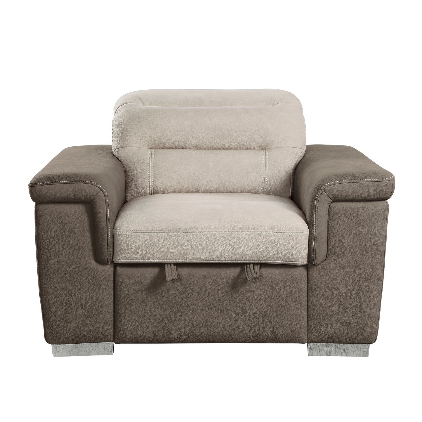 Homelegance Alfio Accent Chair with Pull-out Ottoman in 2-tone Beige and Taupe 9808-1