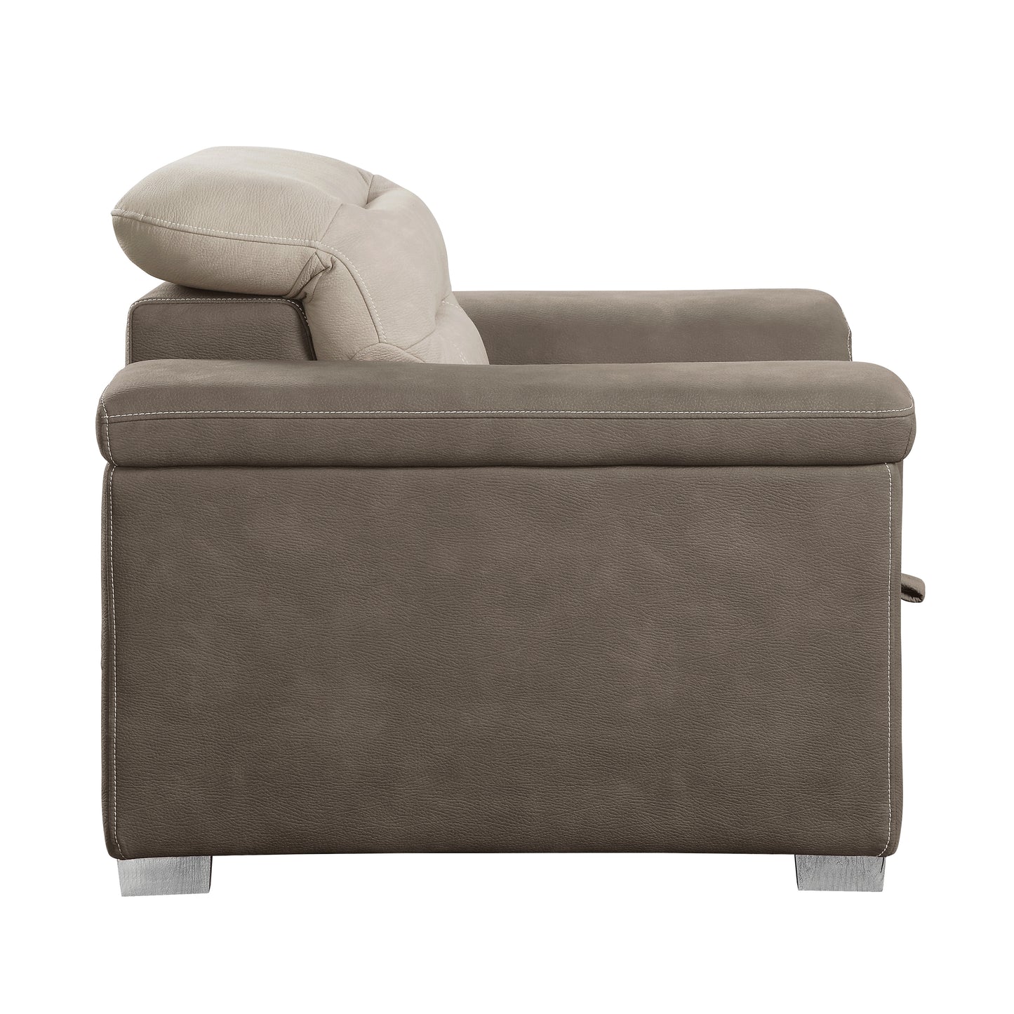 Homelegance Alfio Accent Chair with Pull-out Ottoman in 2-tone Beige and Taupe 9808-1