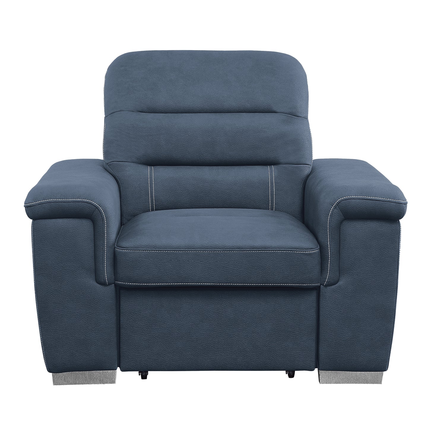 Homelegance Alfio Accent Chair with Pull-out Ottoman in Textured Blue Microfiber 9808BUE-1