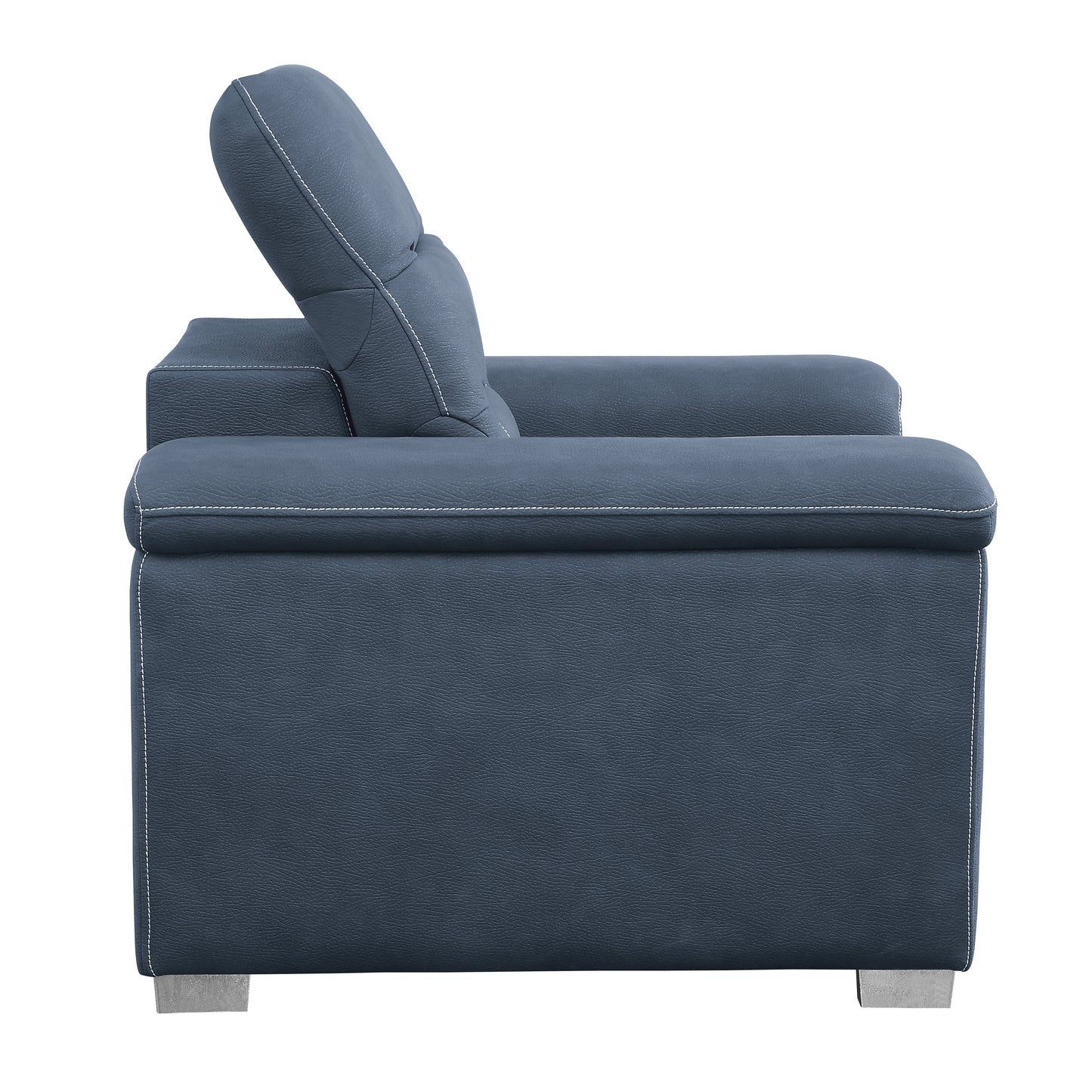 Homelegance Alfio Accent Chair with Pull-out Ottoman in Textured Blue Microfiber 9808BUE-1