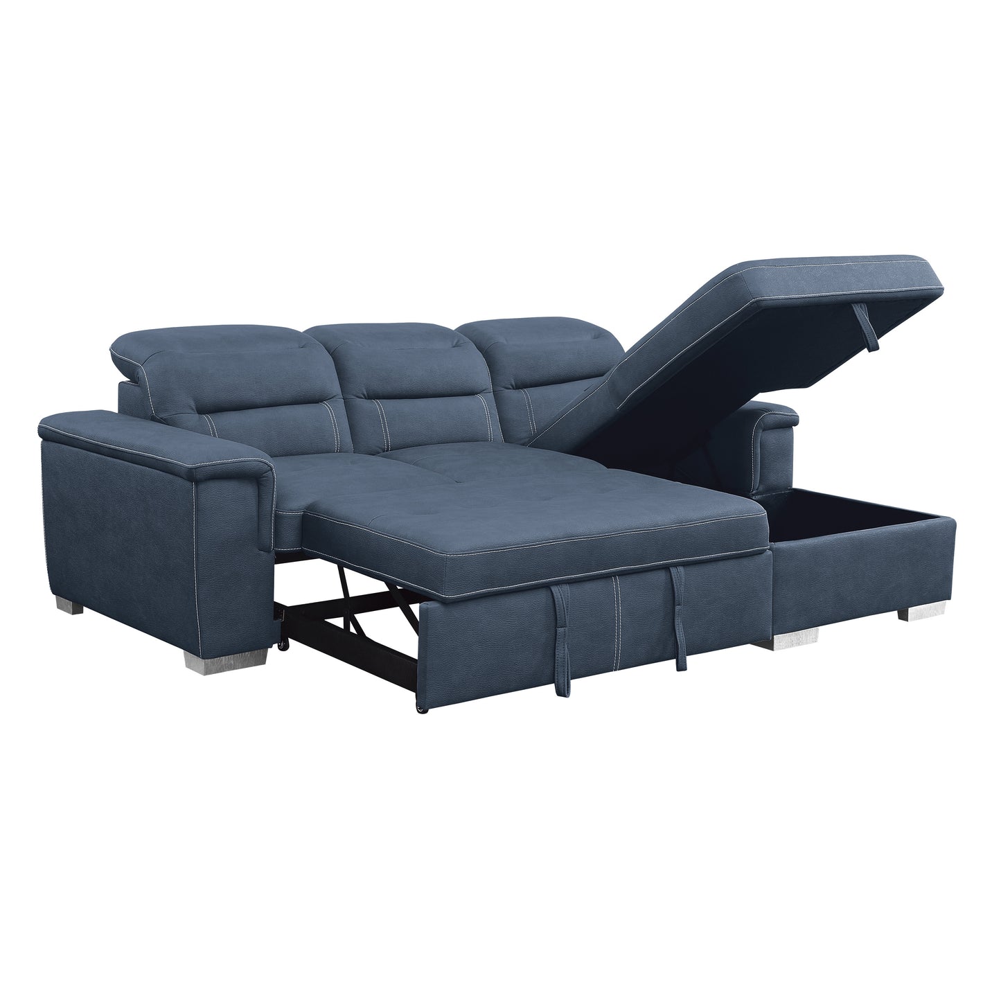 Homelegance Alfio Blue Textured Microfiber 2-Piece Sectional Sofa 9808BUE-SC