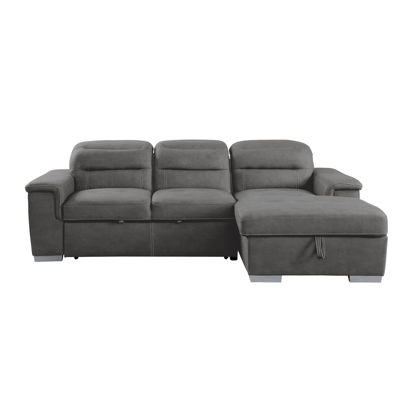 Homelegance Alfio Gray Textured Microfiber 2-Piece Sectional Sofa 9808SGY-SC