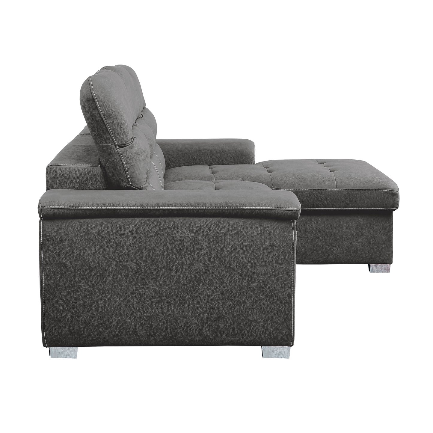 Homelegance Alfio Gray Textured Microfiber 2-Piece Sectional Sofa 9808SGY-SC