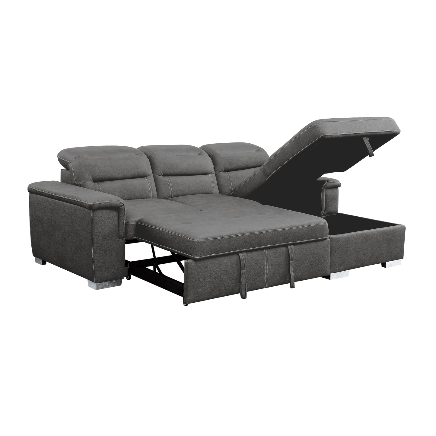 Homelegance Alfio Gray Textured Microfiber 2-Piece Sectional Sofa 9808SGY-SC