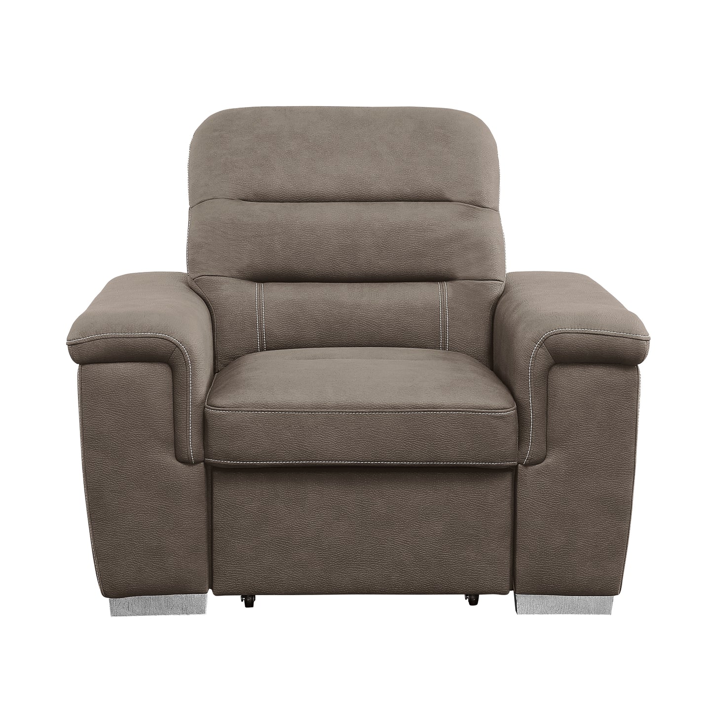 Homelegance Accent Chair with Pull-out Ottoman in Taupe Microfiber 9808STP-1