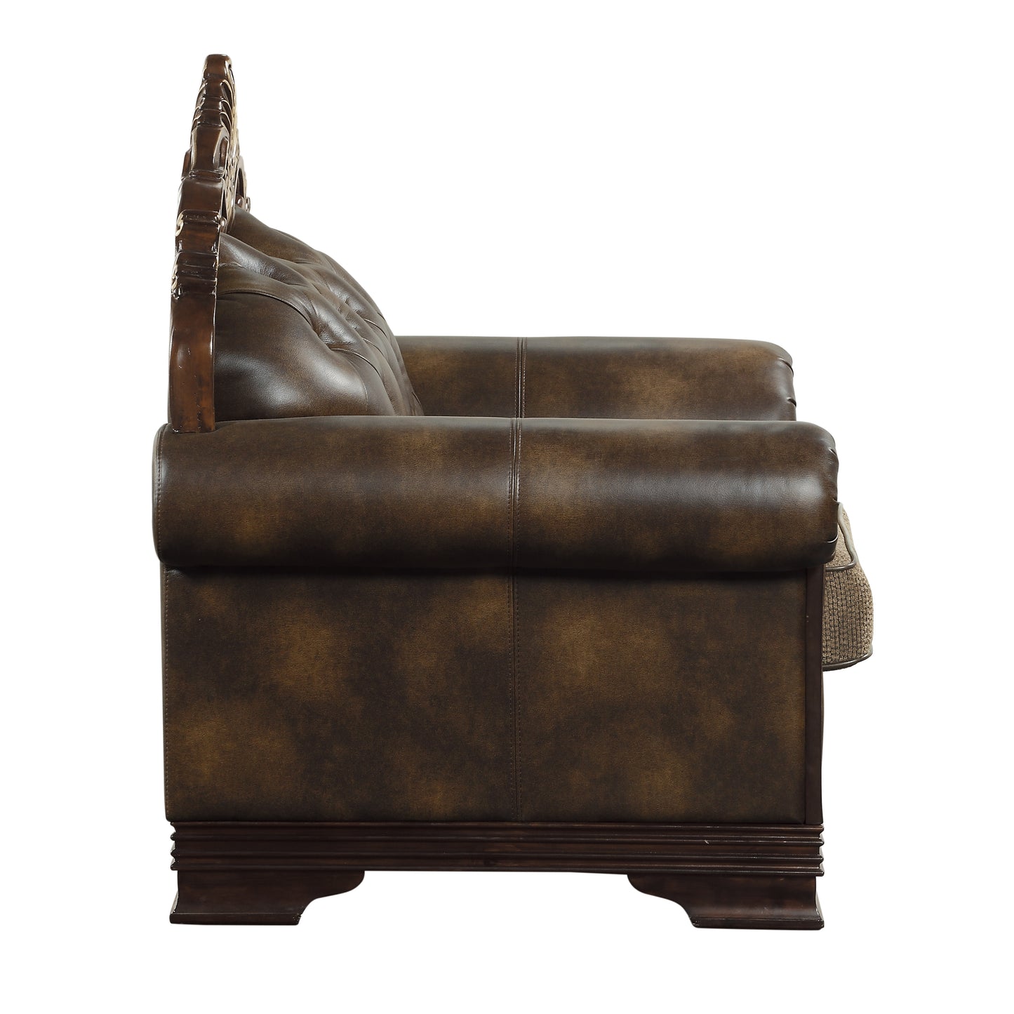 Homelegance Croydon Accent Chair in Brown Faux Leather with Nailhead Trim 9815-1