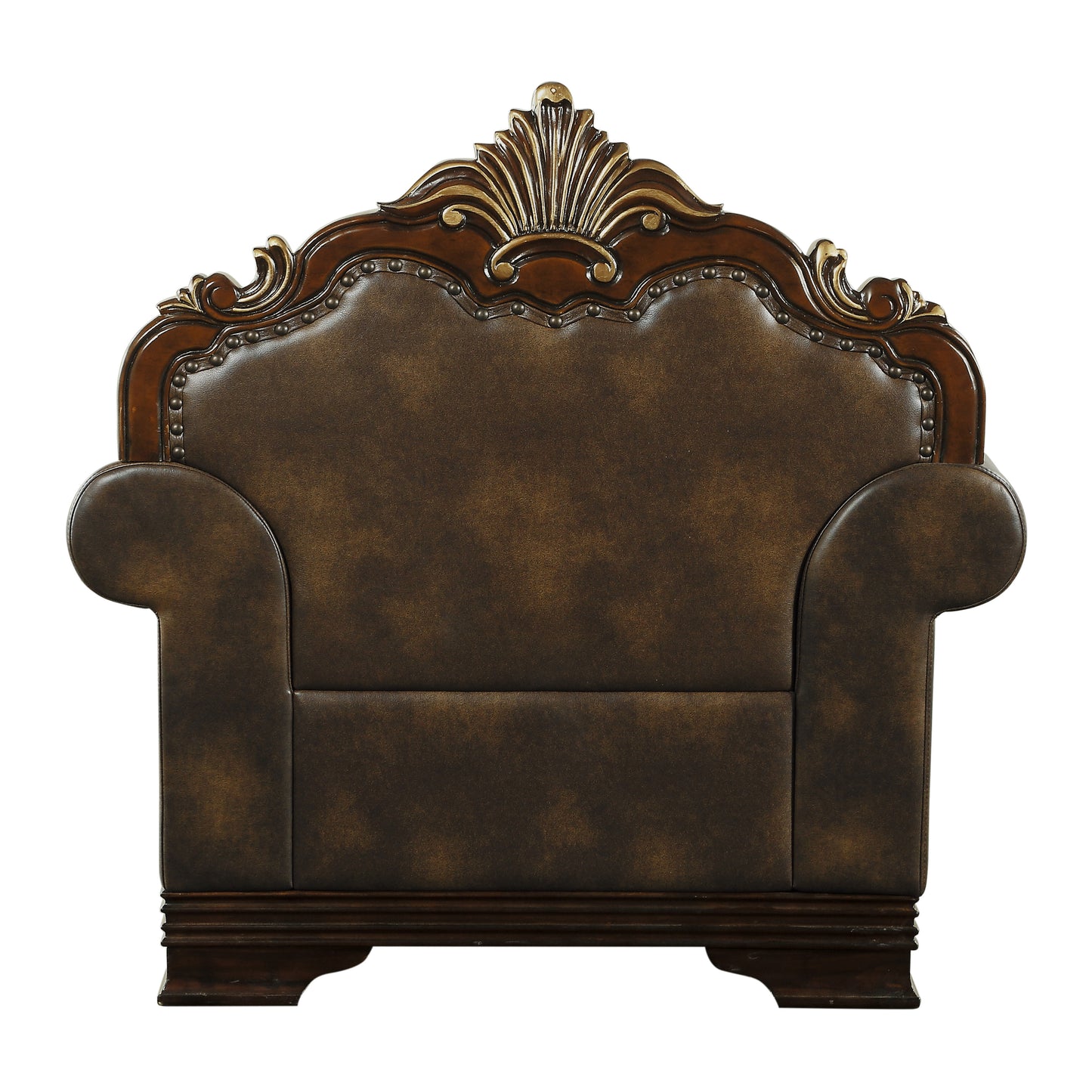 Homelegance Croydon Accent Chair in Brown Faux Leather with Nailhead Trim 9815-1