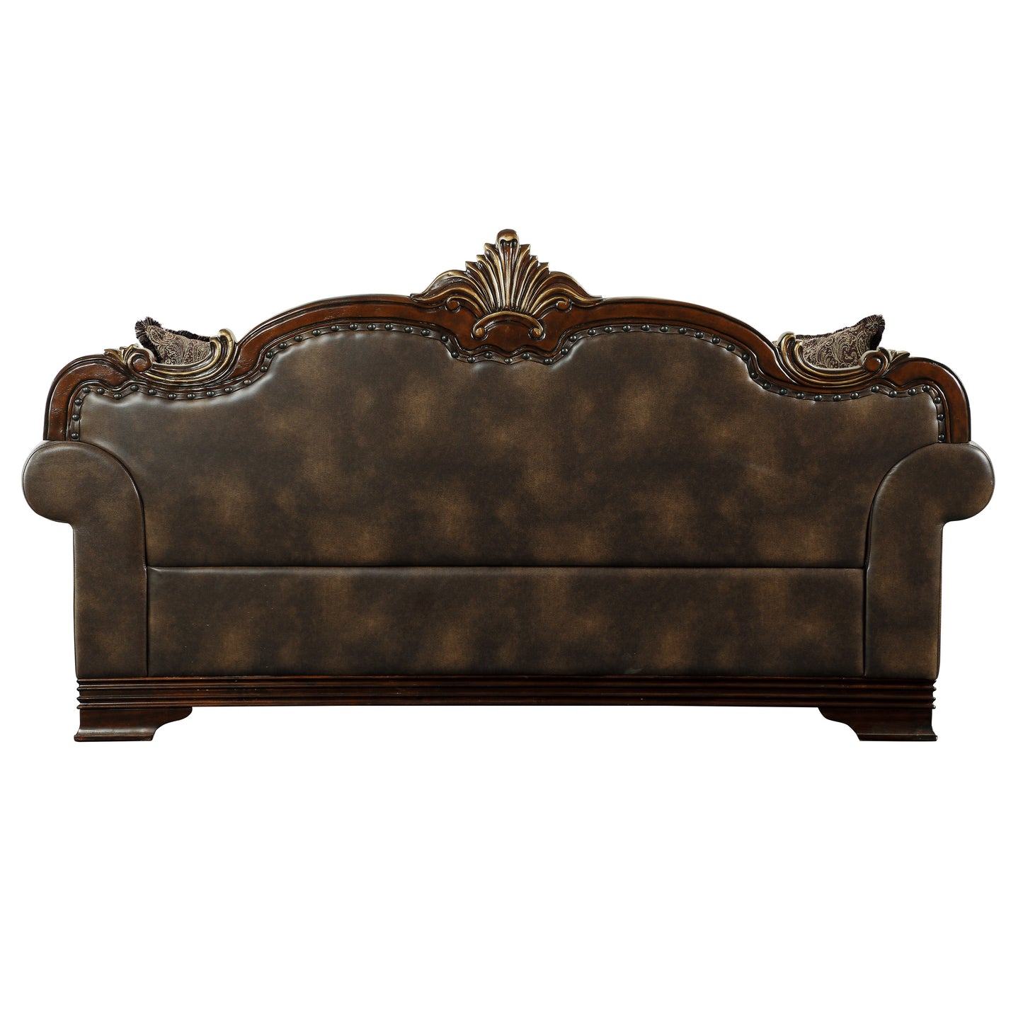 Homelegance Croydon Sofa in Brown Faux Leather with Button Tufting 9815-3