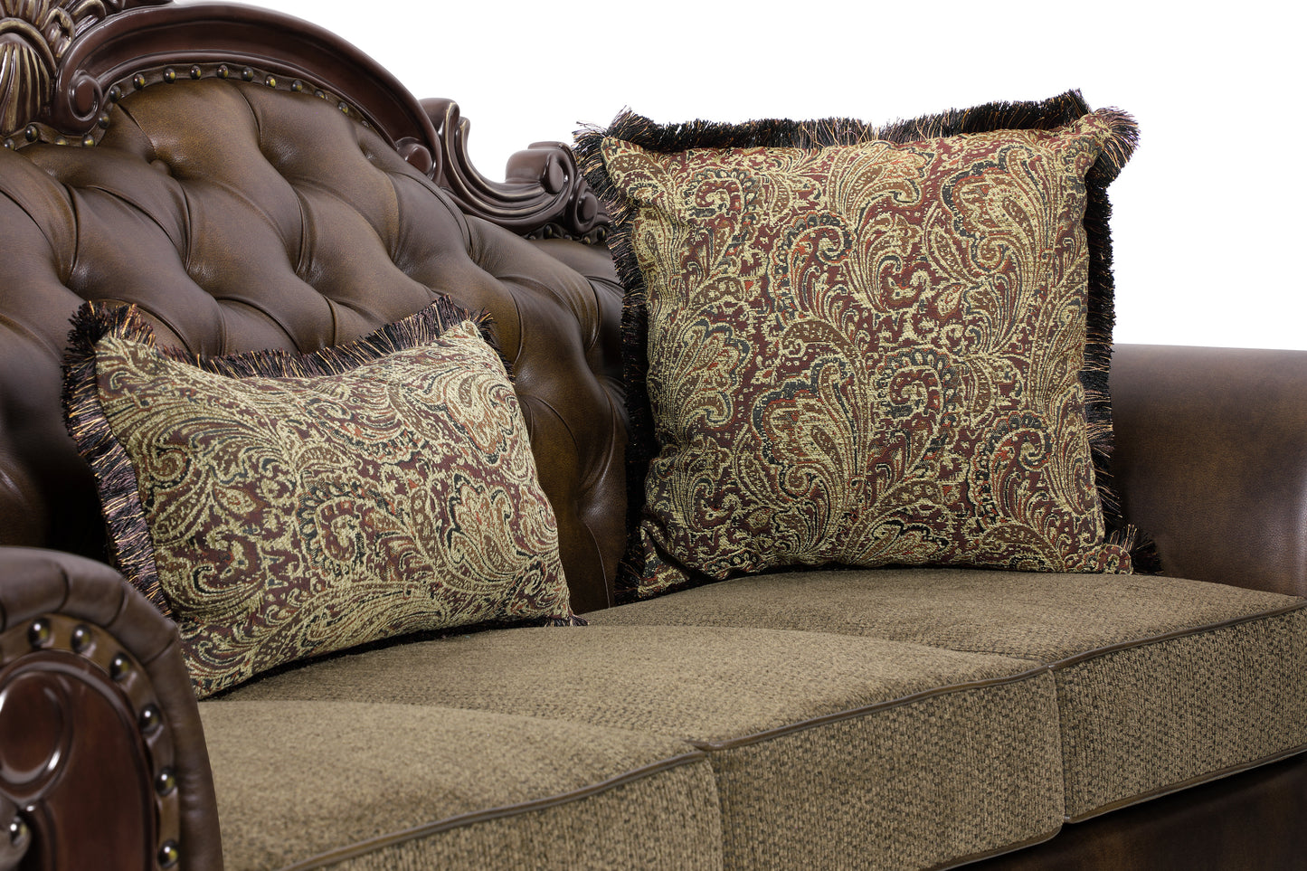 Homelegance Croydon Sofa in Brown Faux Leather with Button Tufting 9815-3