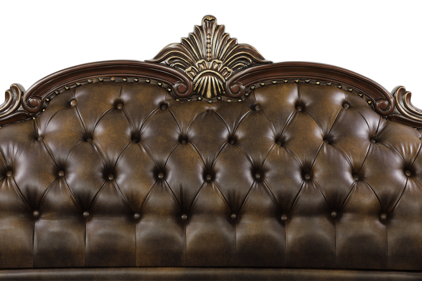 Homelegance Croydon Sofa in Brown Faux Leather with Button Tufting 9815-3