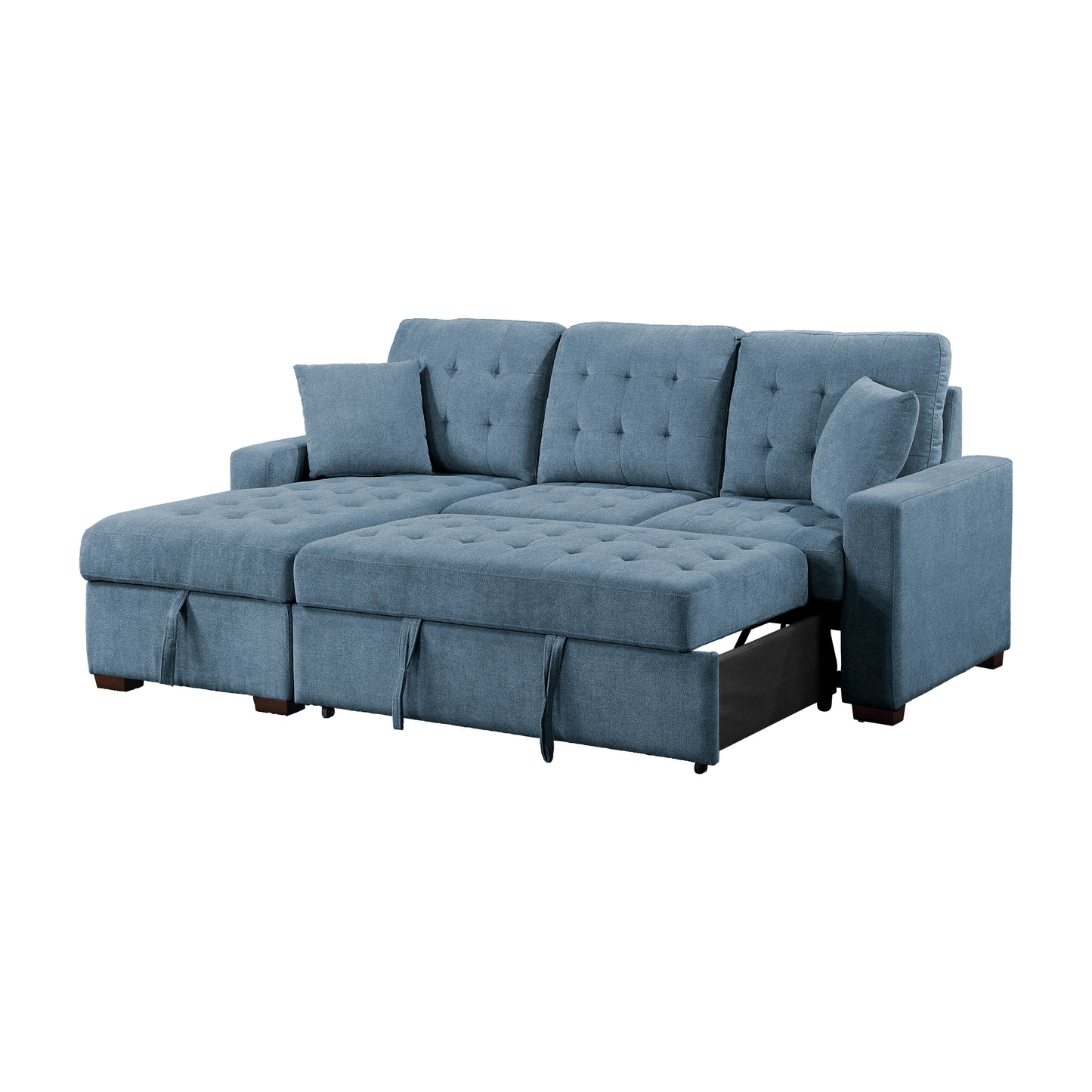 Homelegance Waitsfield Blue Textured 2-Piece Sectional Sofa with Pull-Out Bed 9816BU-2LCRL