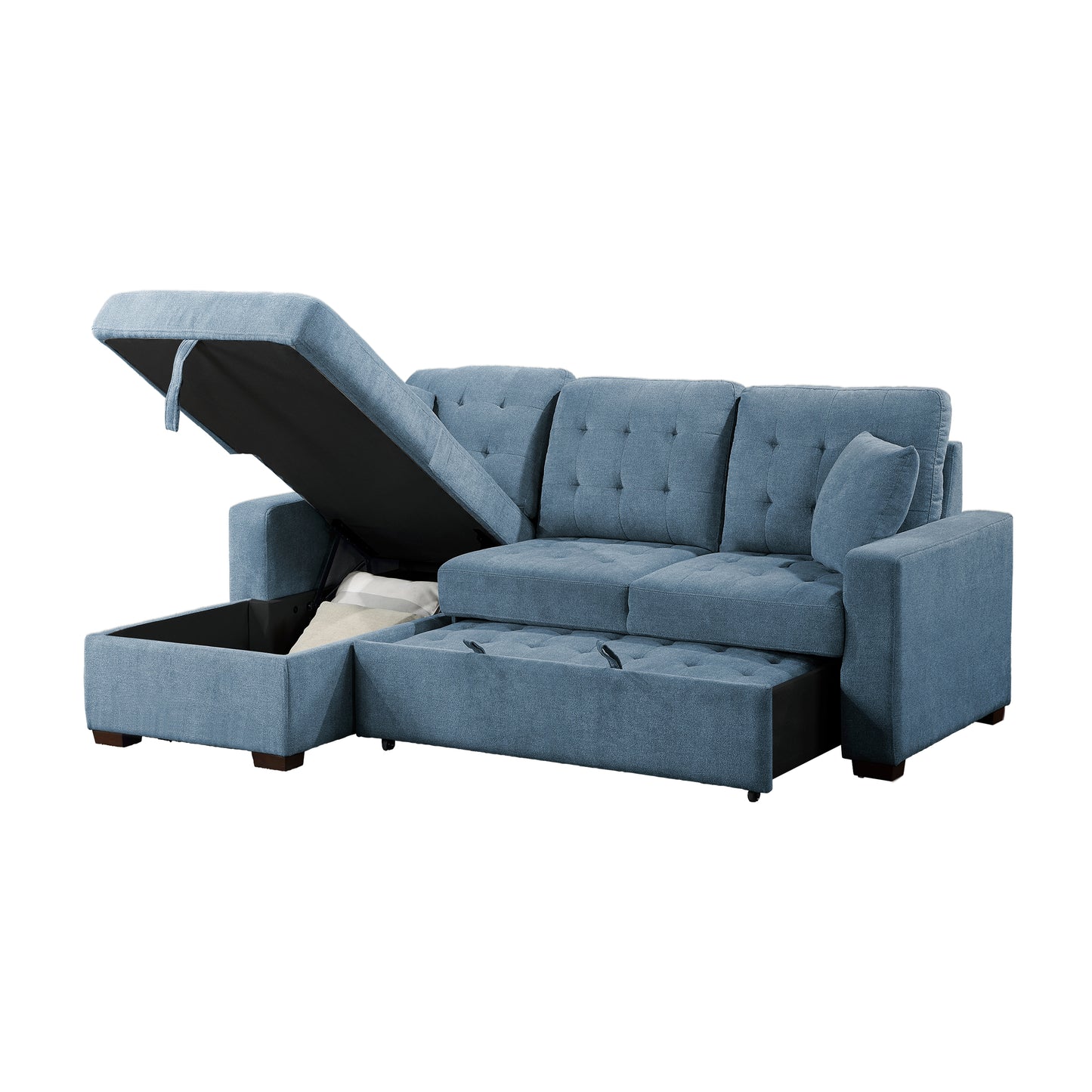 Homelegance Waitsfield Blue Textured 2-Piece Sectional Sofa with Pull-Out Bed 9816BU-2LCRL