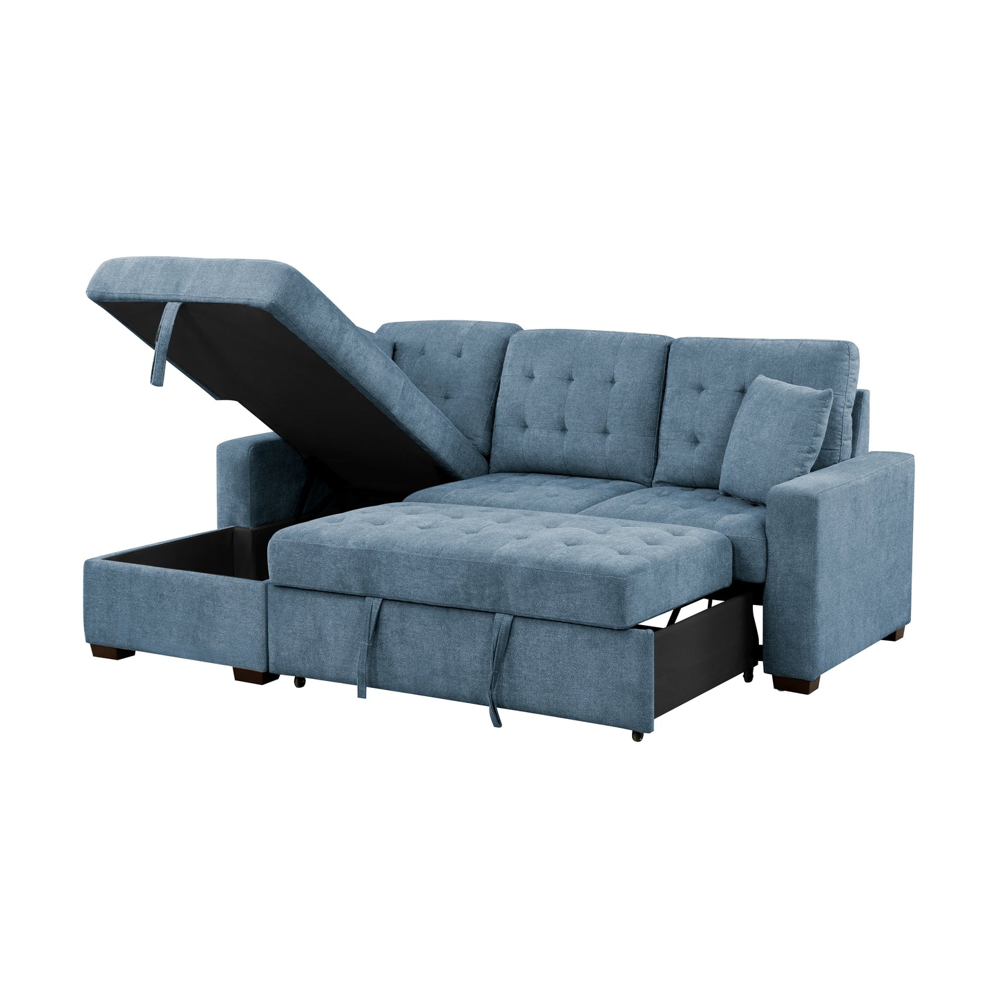 Homelegance Waitsfield Blue Textured 2-Piece Sectional Sofa with Pull-Out Bed 9816BU-2LCRL