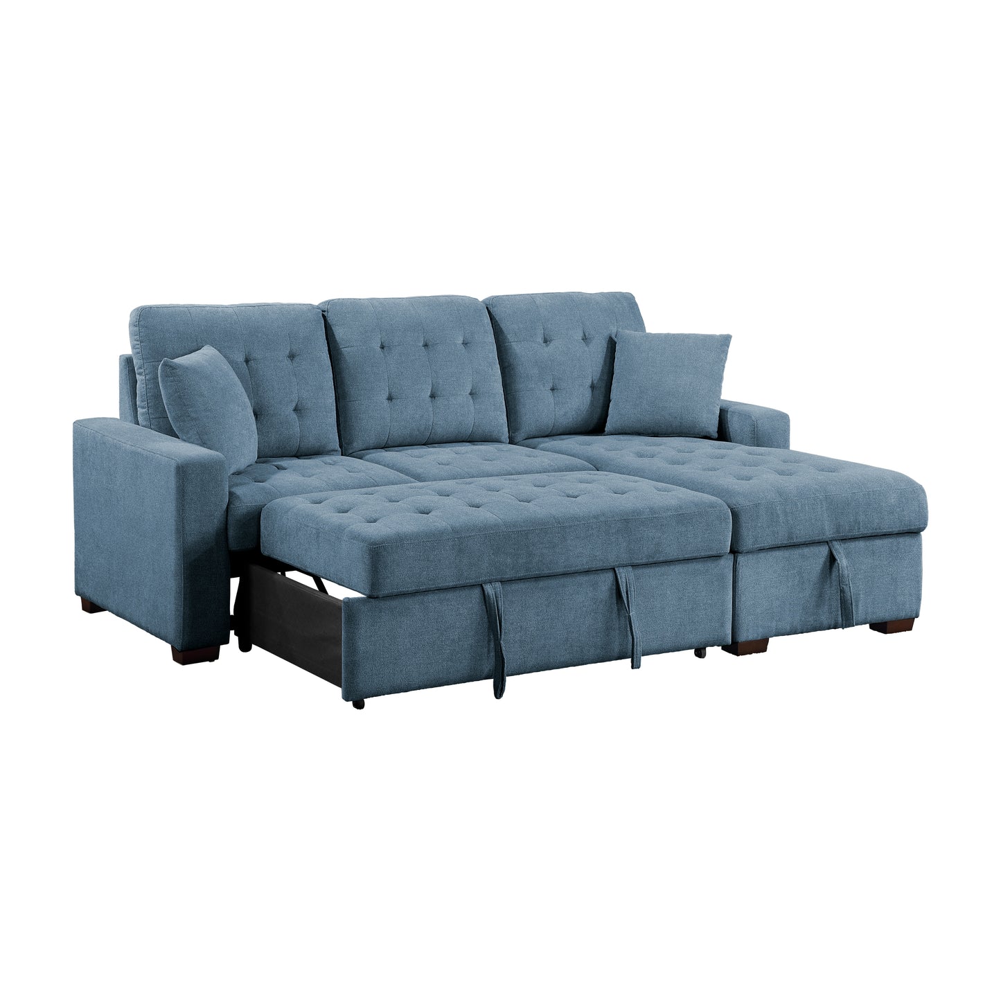 Homelegance Waitsfield Sectional Sofa Blue Textured Fabric with Pull-Out Bed 9816BU-2LLRC