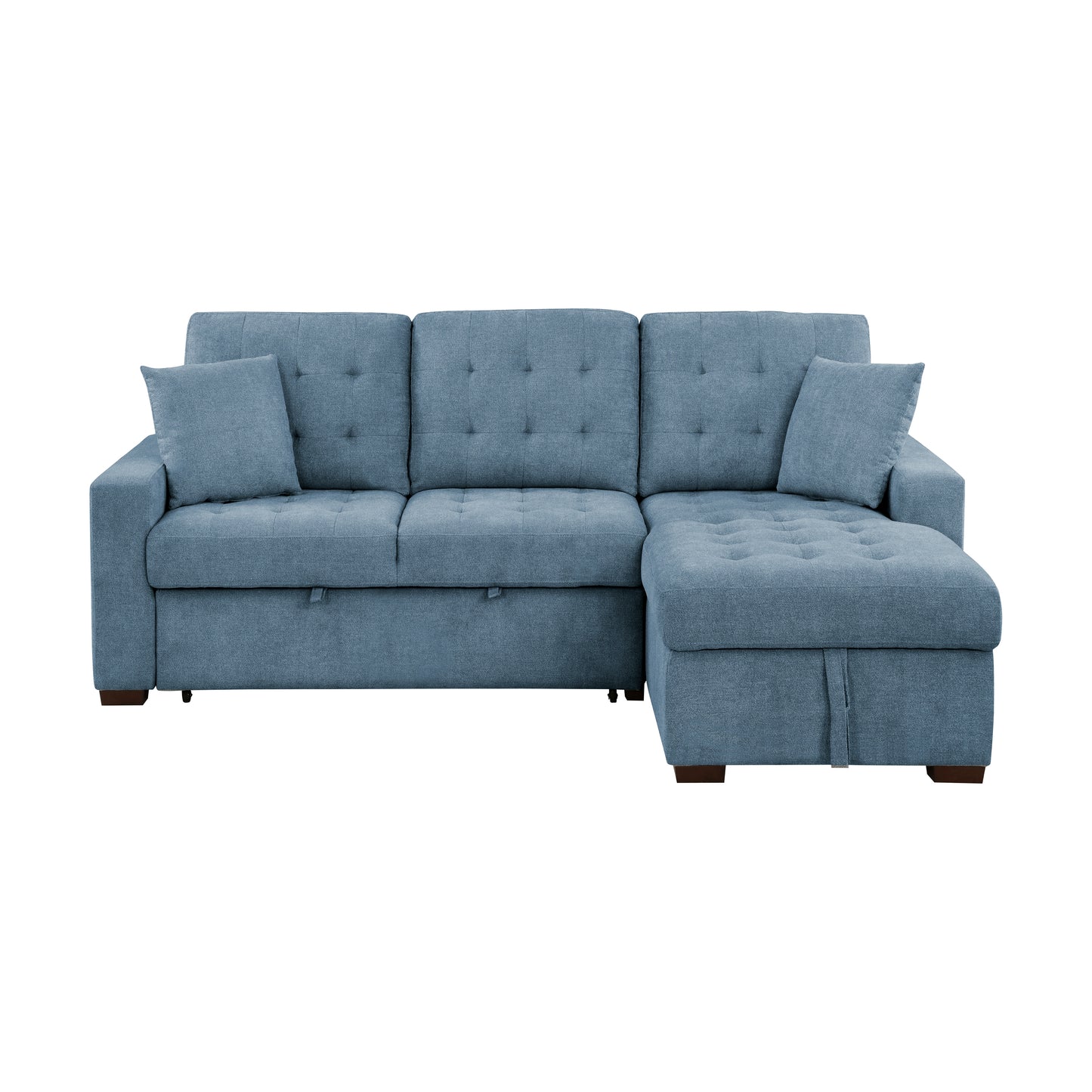 Homelegance Waitsfield Sectional Sofa Blue Textured Fabric with Pull-Out Bed 9816BU-2LLRC