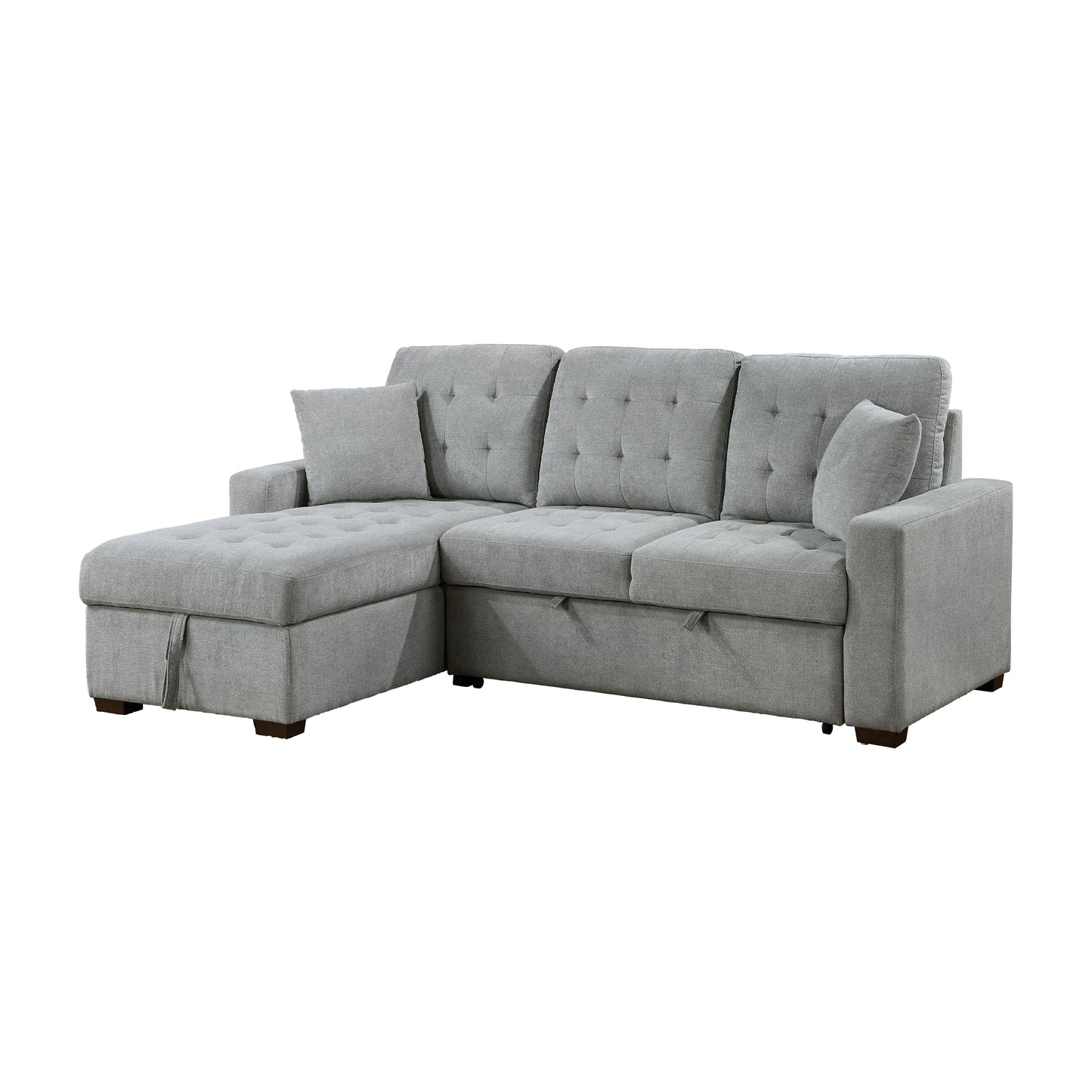 Homelegance Waitsfield Gray Textured 2-Piece Sectional Sofa with Pull-Out Bed 9816GY-2LCRL