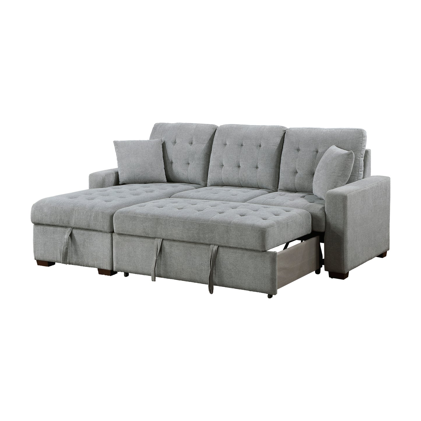Homelegance Waitsfield Gray Textured 2-Piece Sectional Sofa with Pull-Out Bed 9816GY-2LCRL