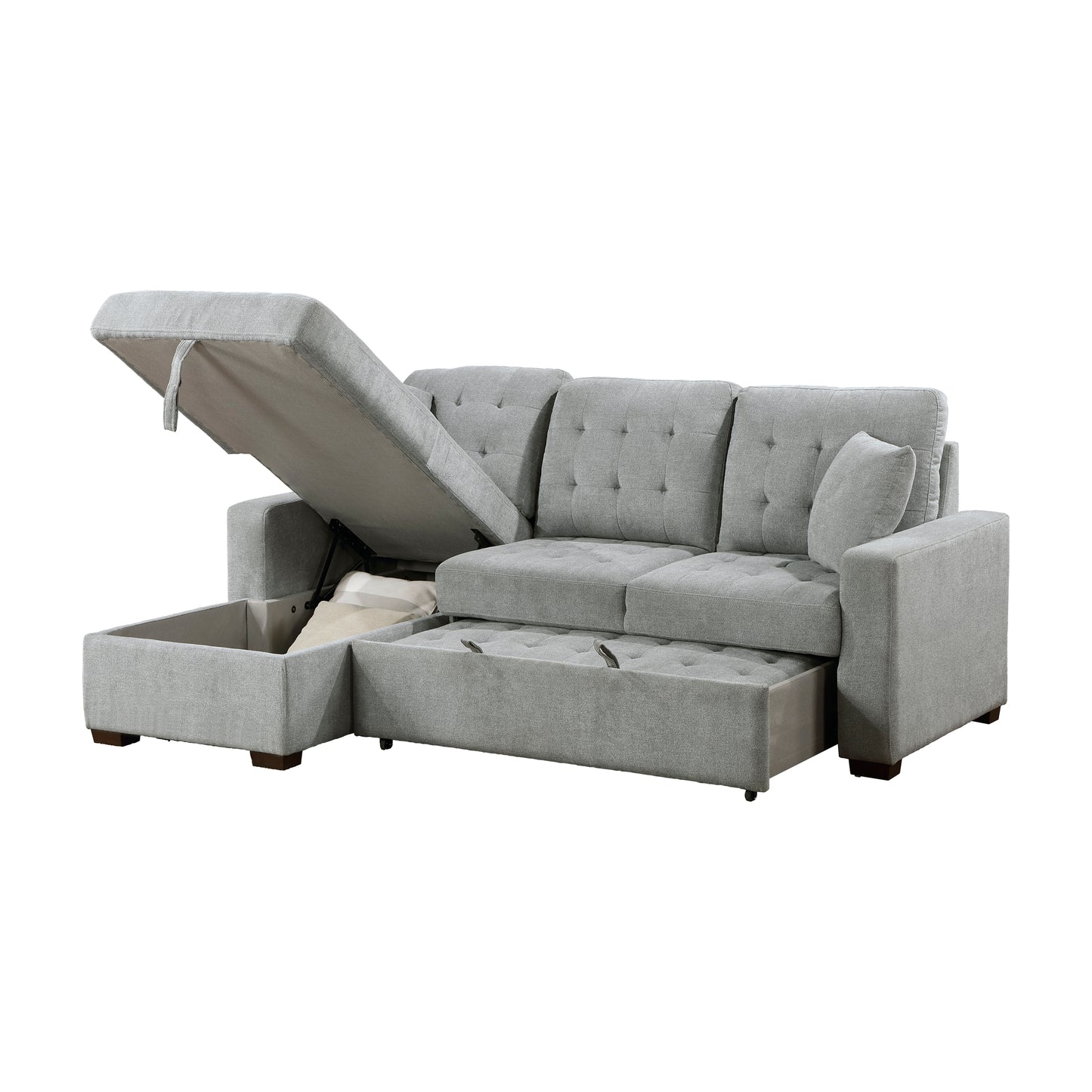Homelegance Waitsfield Gray Textured 2-Piece Sectional Sofa with Pull-Out Bed 9816GY-2LCRL