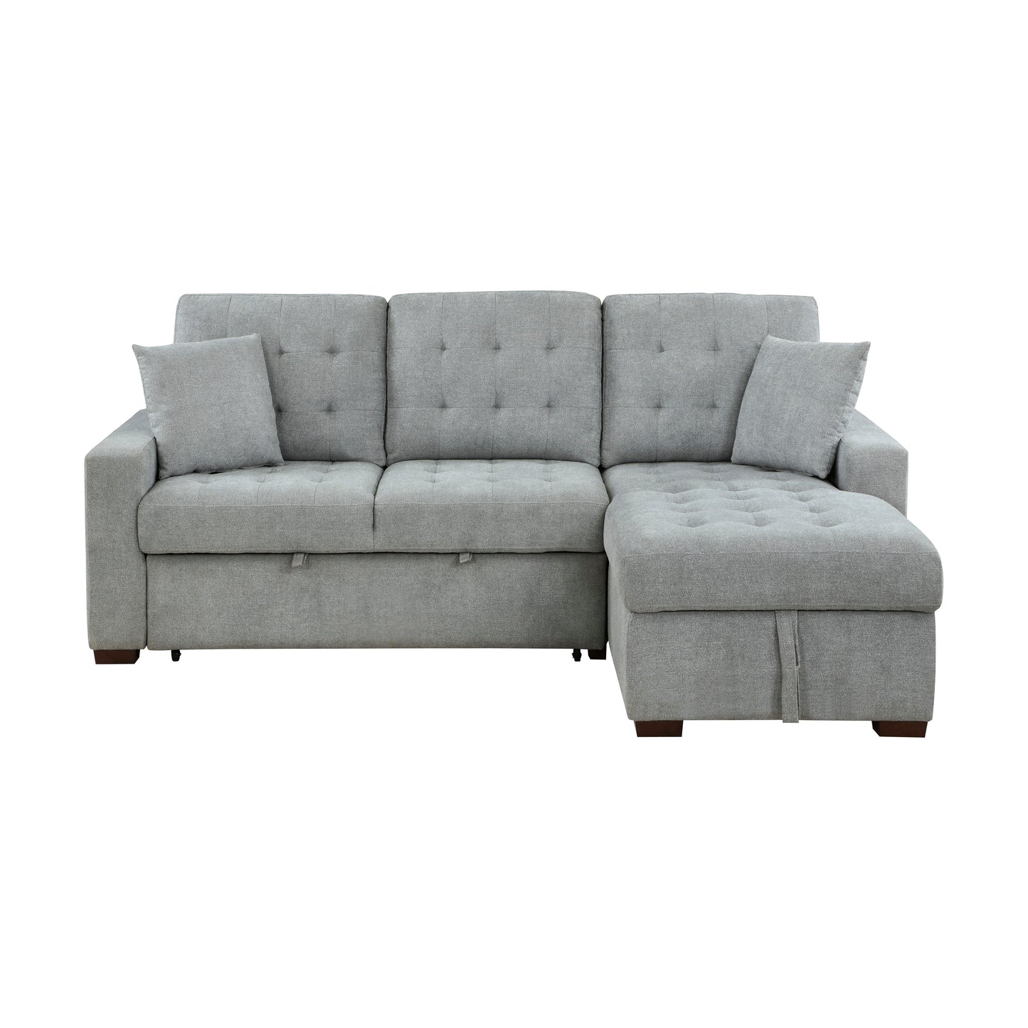 Homelegance Waitsfield Gray Textured Fabric Sectional Sofa with Pull-Out Bed 9816GY-SC