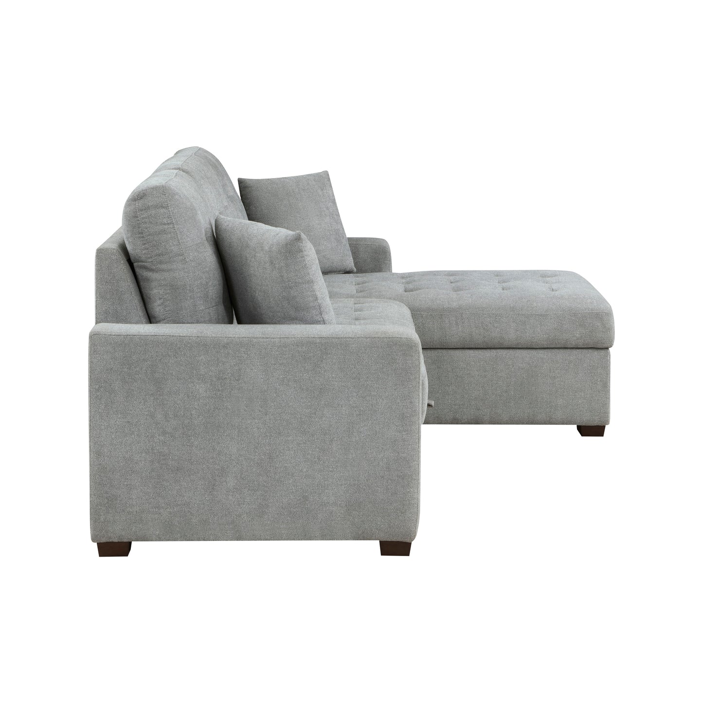 Homelegance Waitsfield Gray Textured Fabric Sectional Sofa with Pull-Out Bed 9816GY-SC