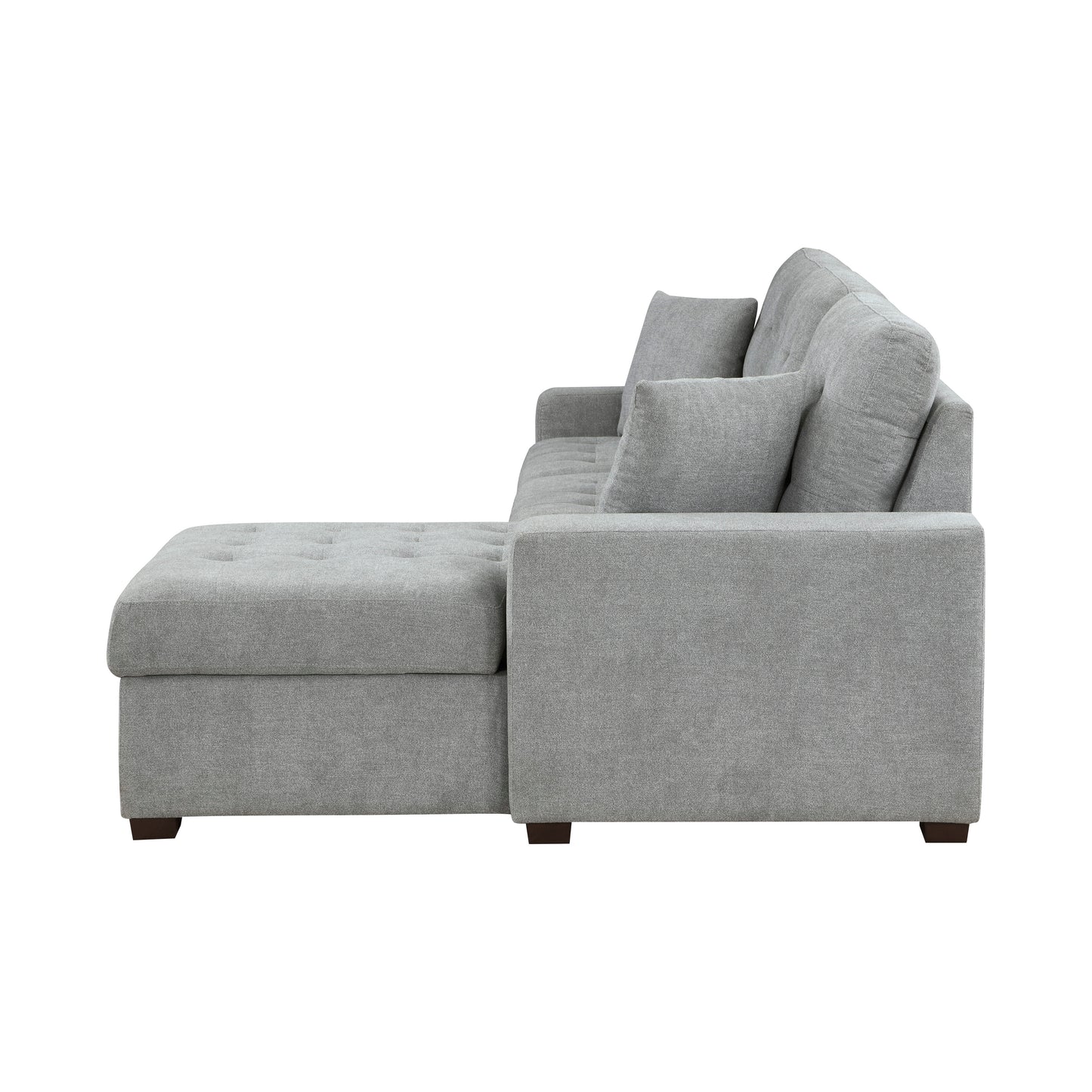 Homelegance Waitsfield Gray Textured Fabric Sectional Sofa with Pull-Out Bed 9816GY-SC